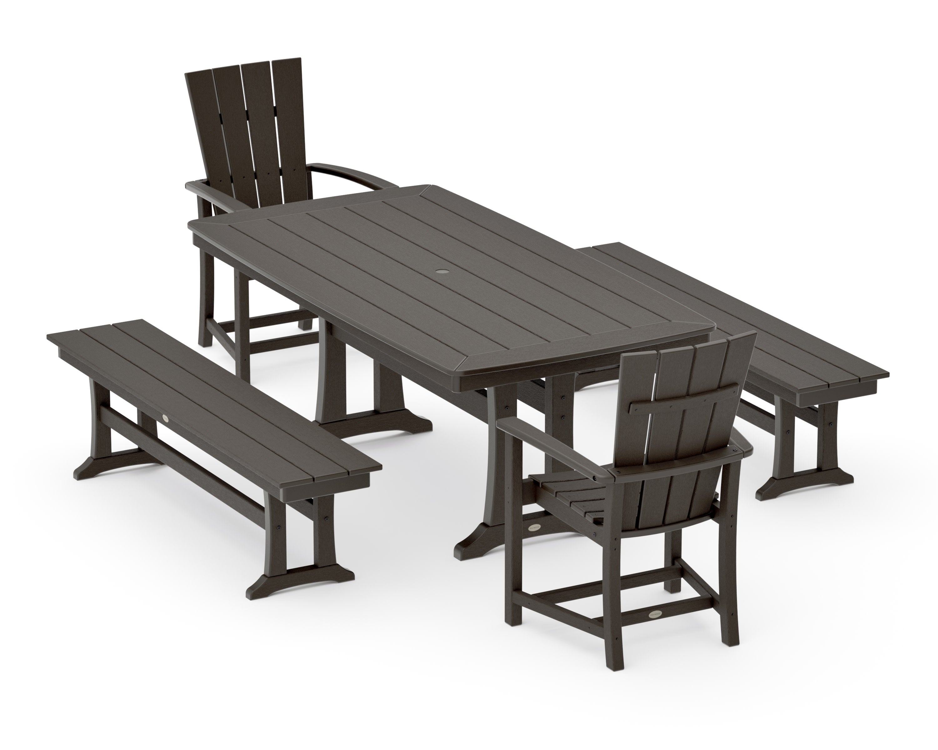 Quattro 5-Piece Dining Set with Trestle Legs in Vintage Coffee