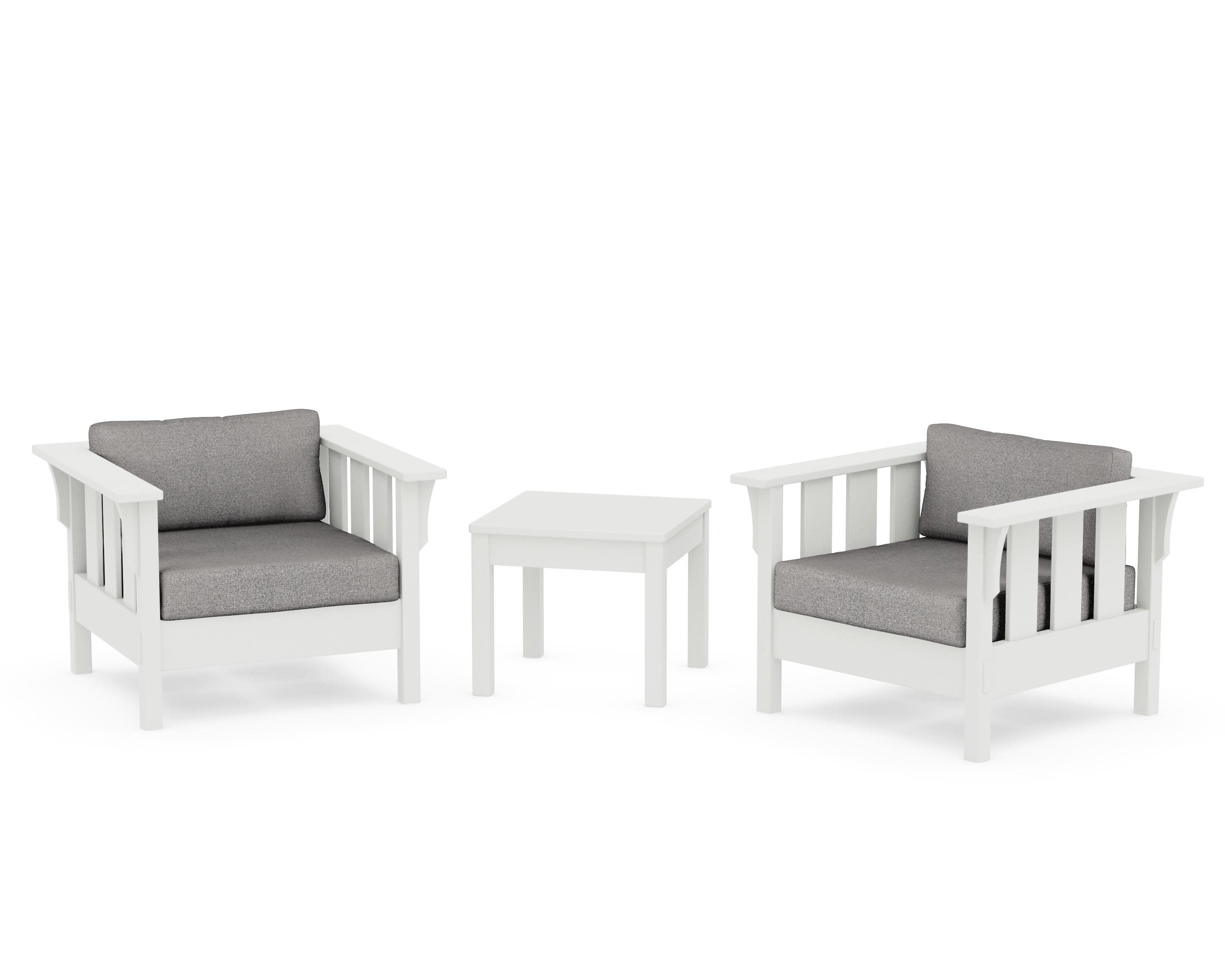 Acadia 3-Piece Deep Seating Set in Vintage White / Grey Mist