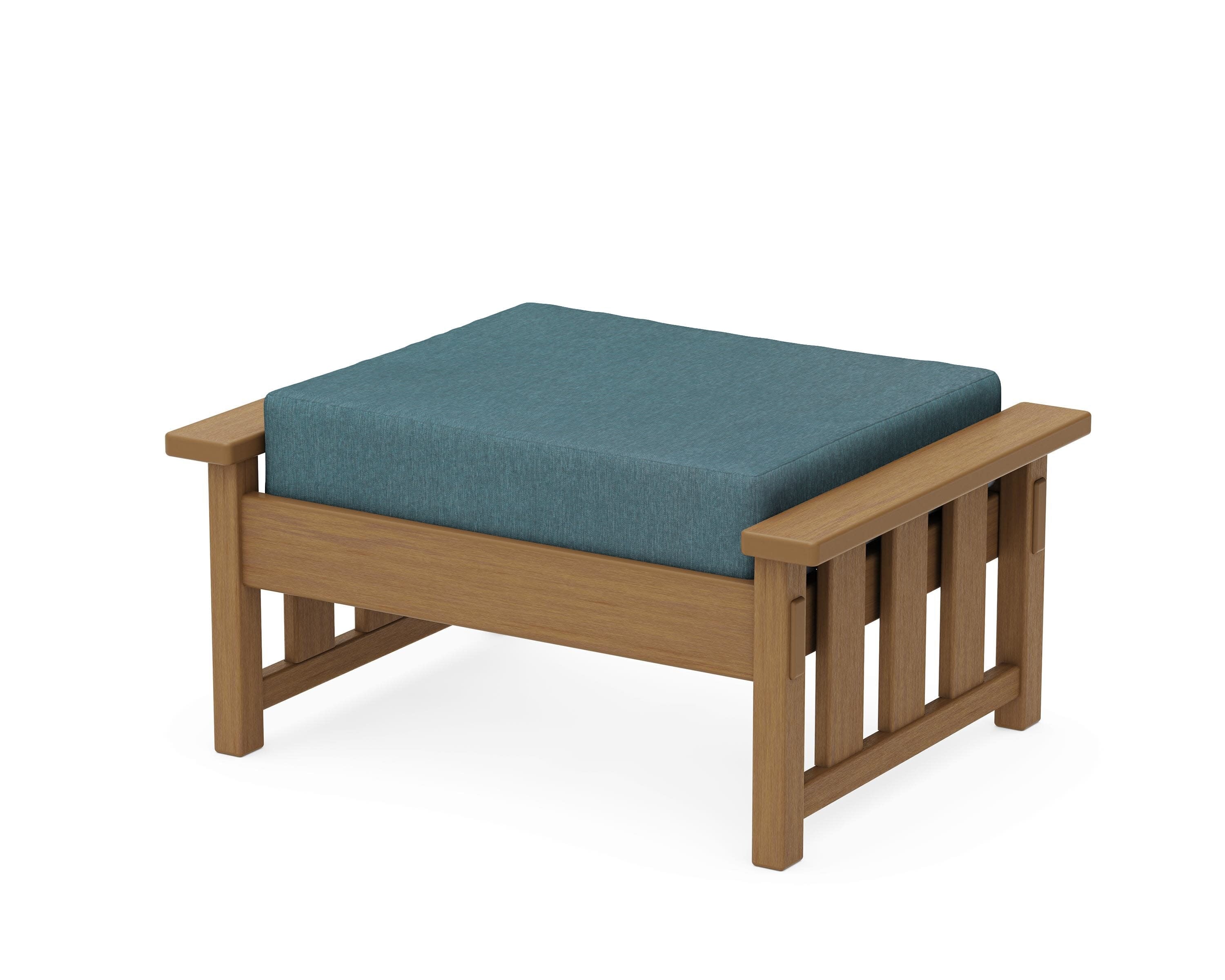 Acadia Deep Seating Ottoman in Natural / Ocean Teal