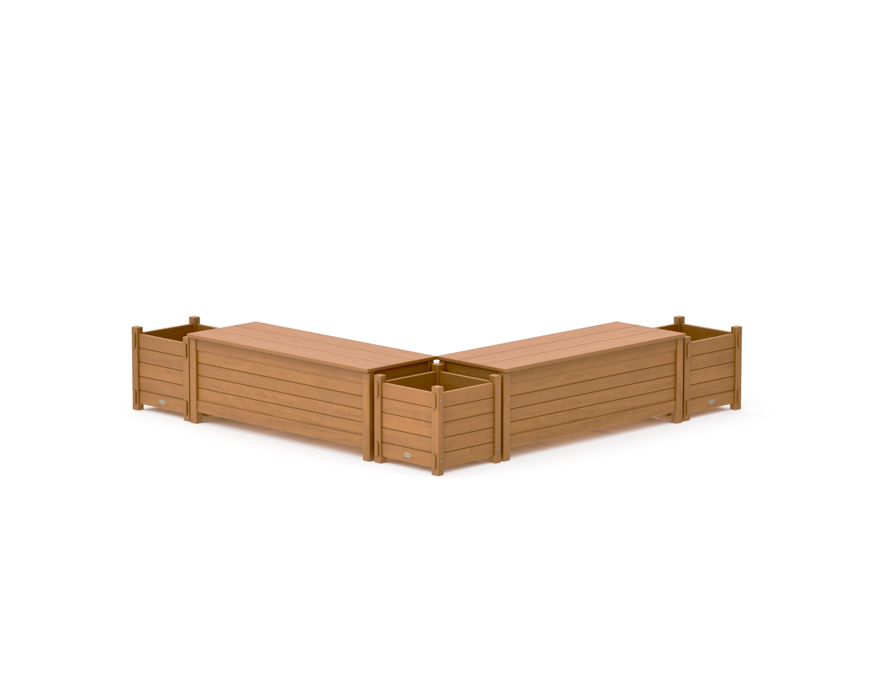 48" Nautical L- Shaped Planter Storage Bench Corner Set in Natural