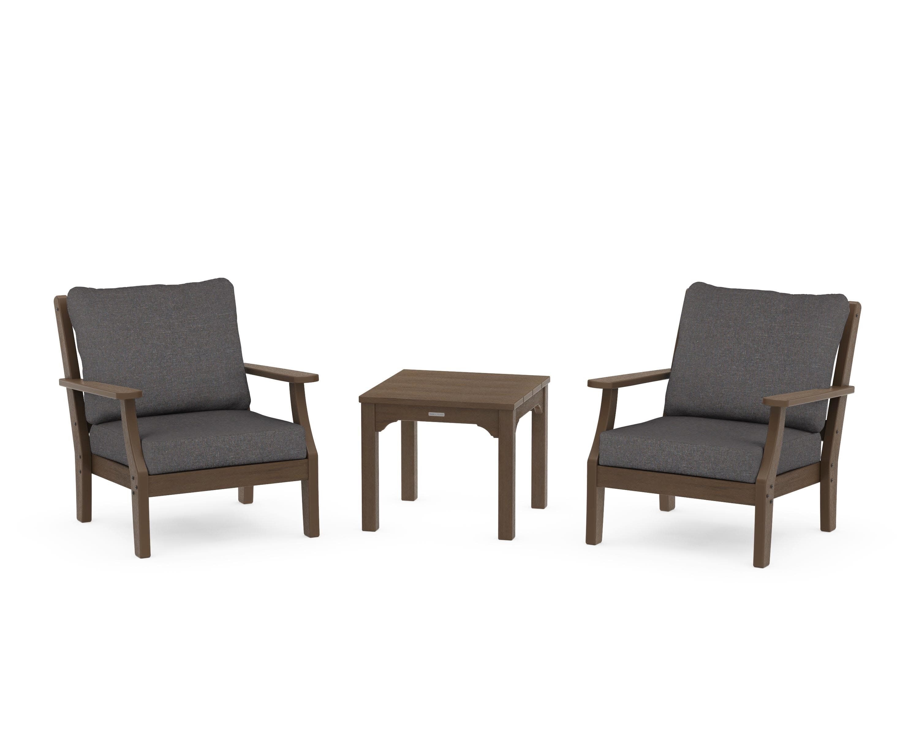 Chinoiserie 3-Piece Deep Seating Set in Kona / Ash Charcoal