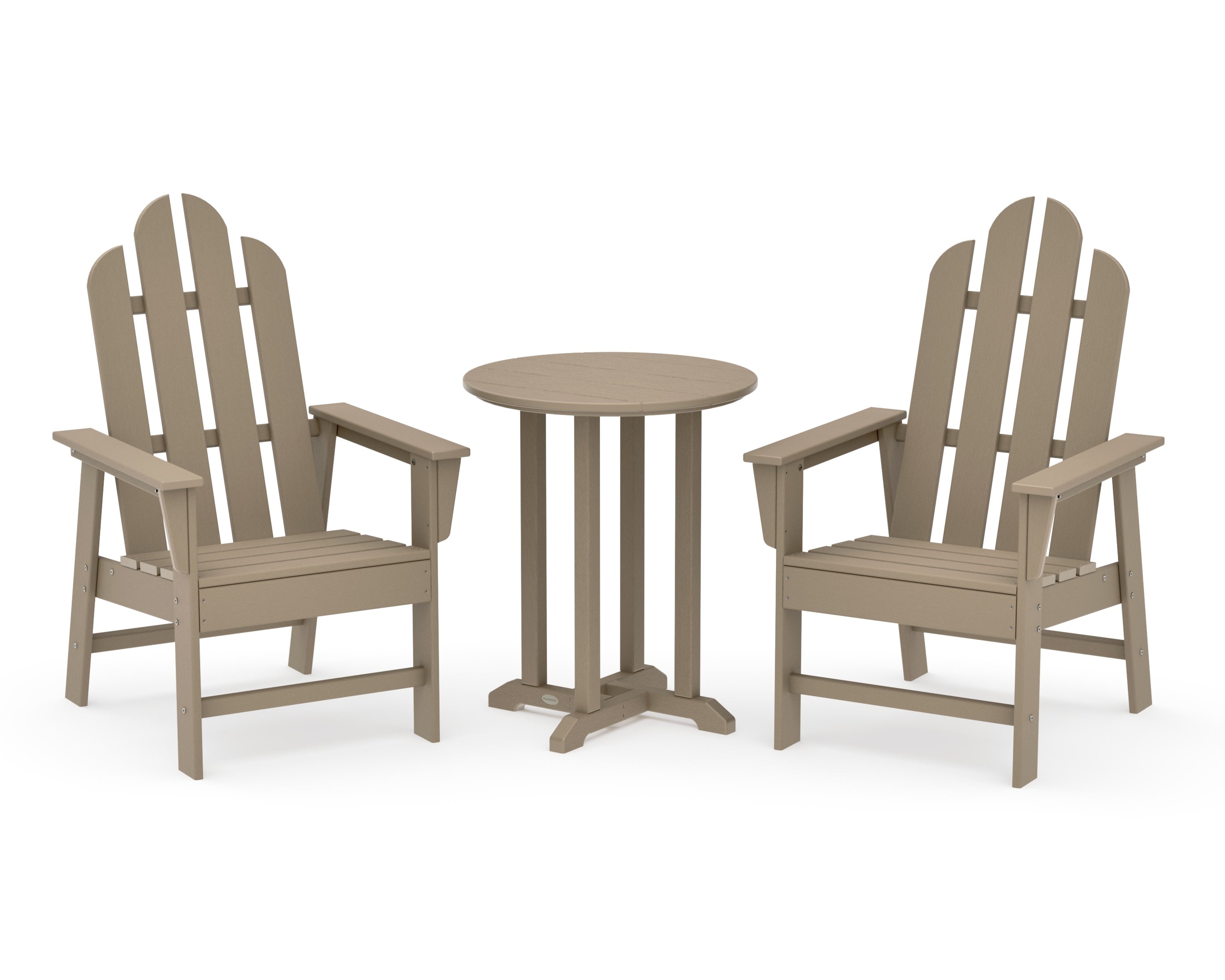 Long Island 3-Piece Round Bistro Dining Set in Vintage Sahara