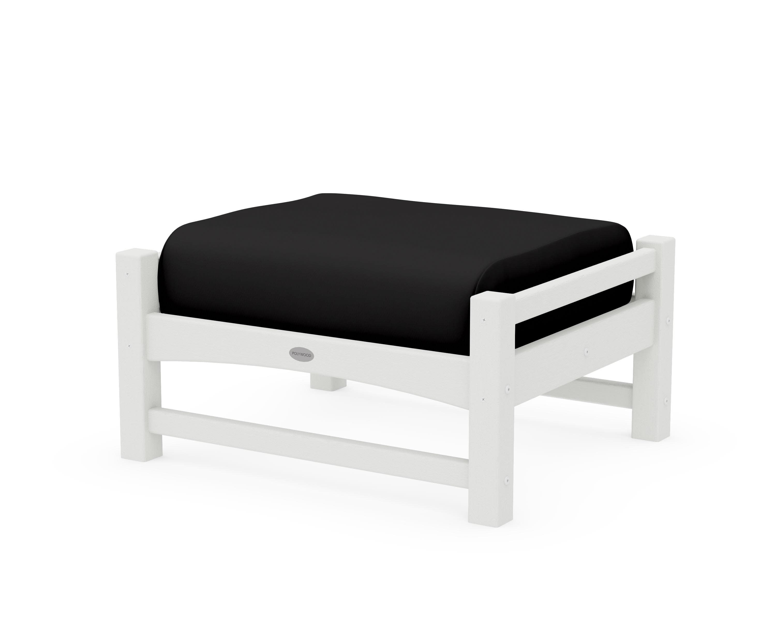 Club Ottoman in Vintage White / Canvas Black