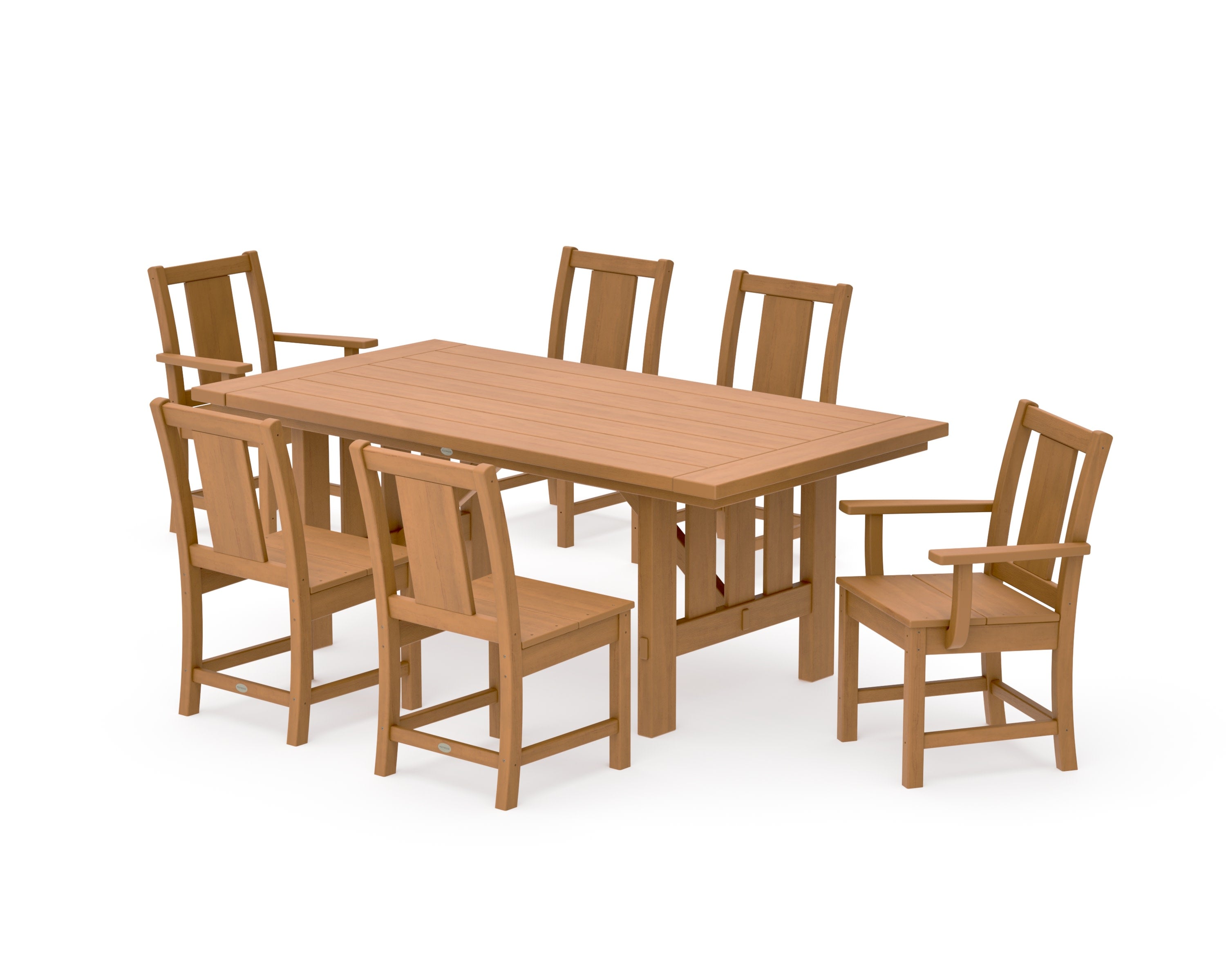 Prairie 7-Piece Dining Set with Mission Table in Natural