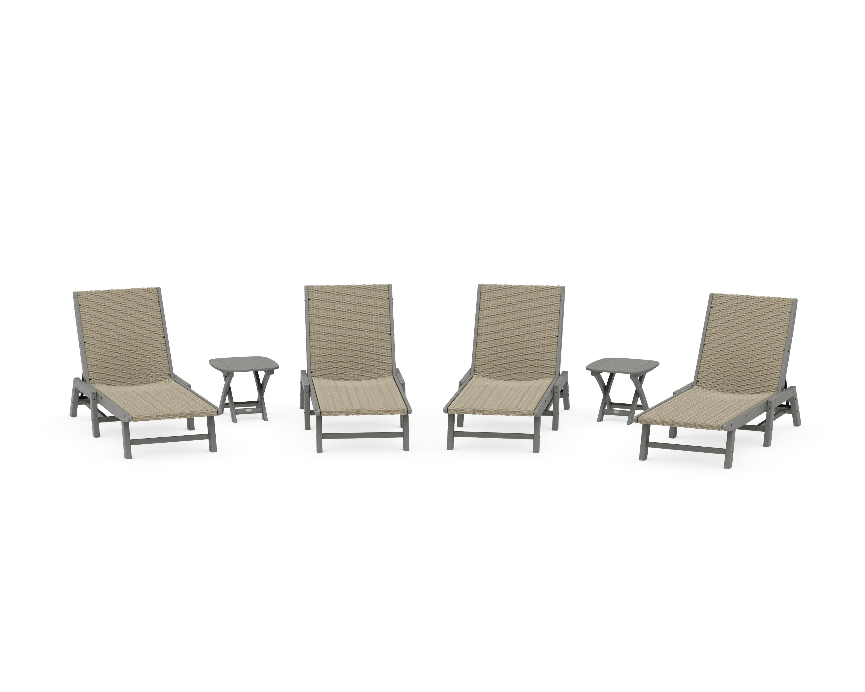 6- Piece Coastal Woven Chaise Chaise Lounge Set