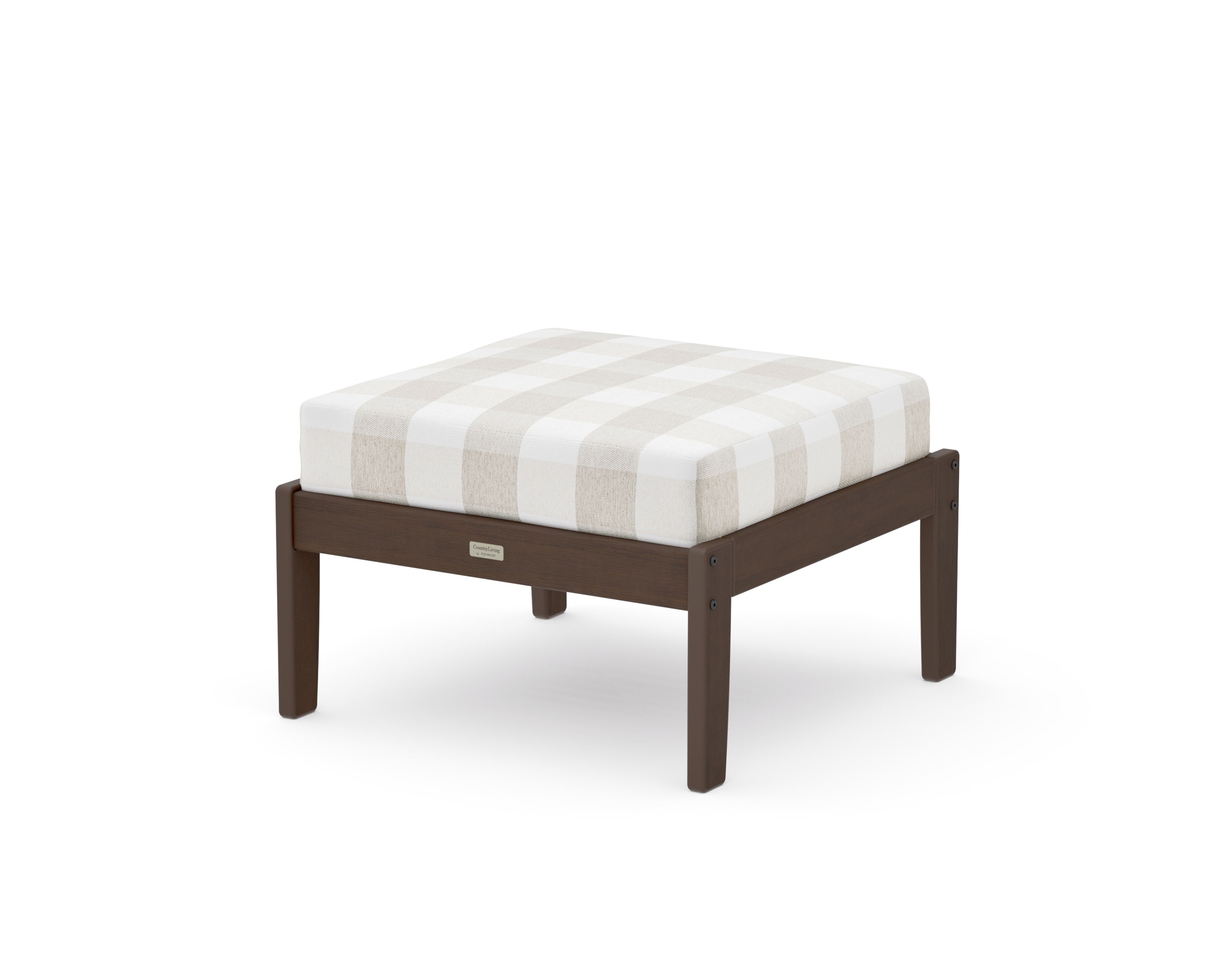 Cottage Deep Seating Ottoman in Kona / Buffalo Plaid Dune Burlap