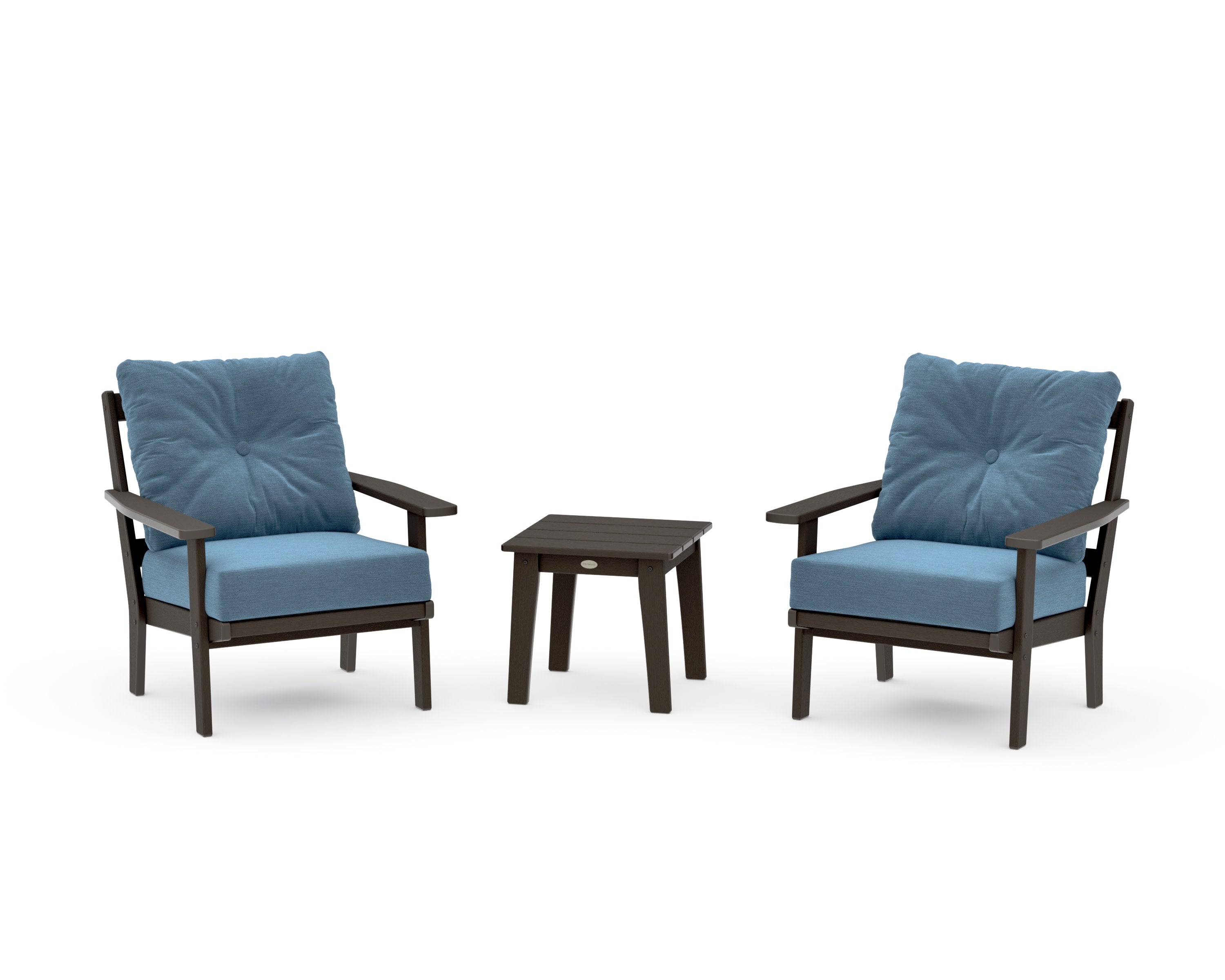 Prairie 3-Piece Deep Seating Set in Vintage Coffee / Sky Blue