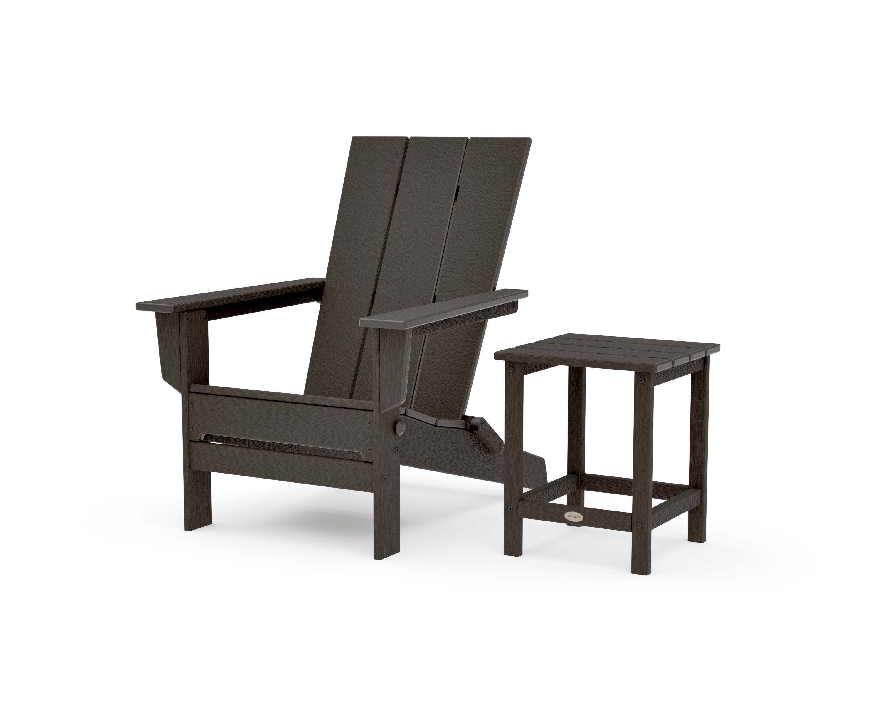 Modern Studio Folding Adirondack Chair with Side Table in Vintage Coffee