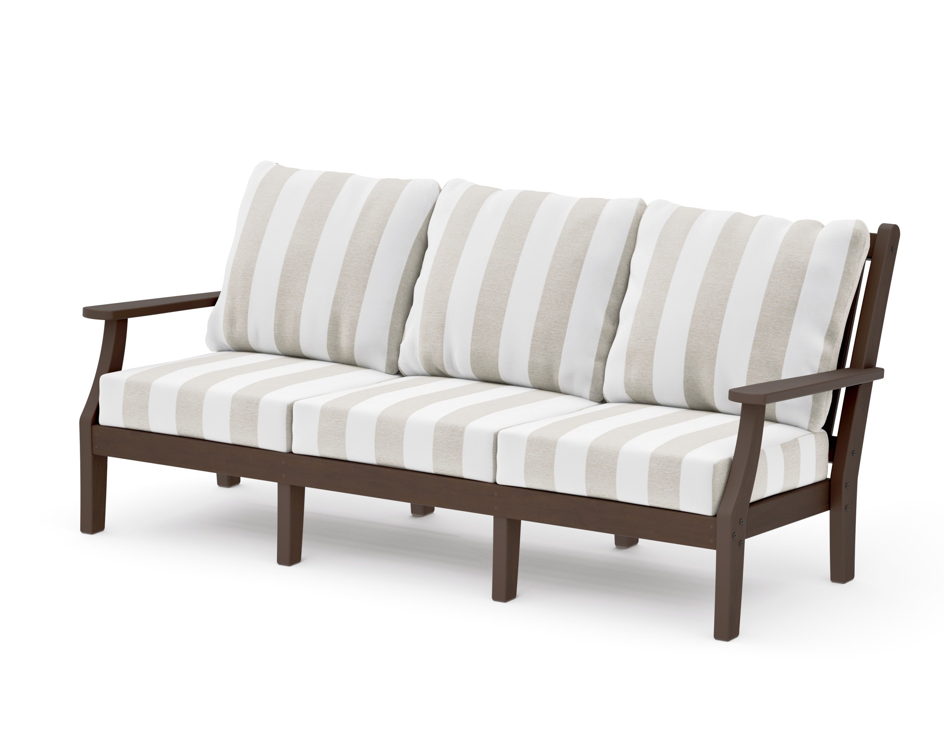 Wovendale Deep Seating Sofa in Kona / Cabana Stripe Dune Burlap