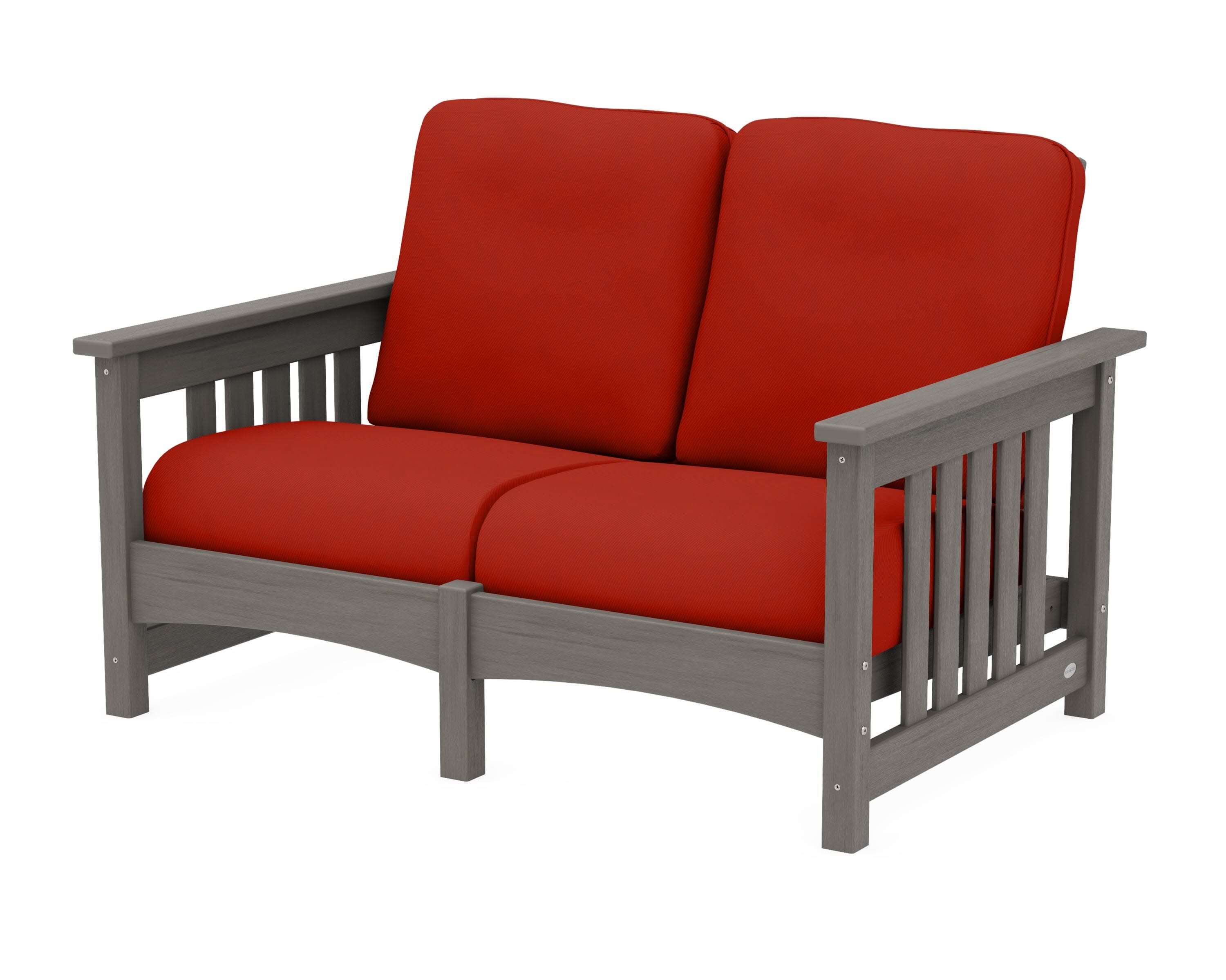 Club Mission Loveseat in Driftwood / Canvas Jockey Red