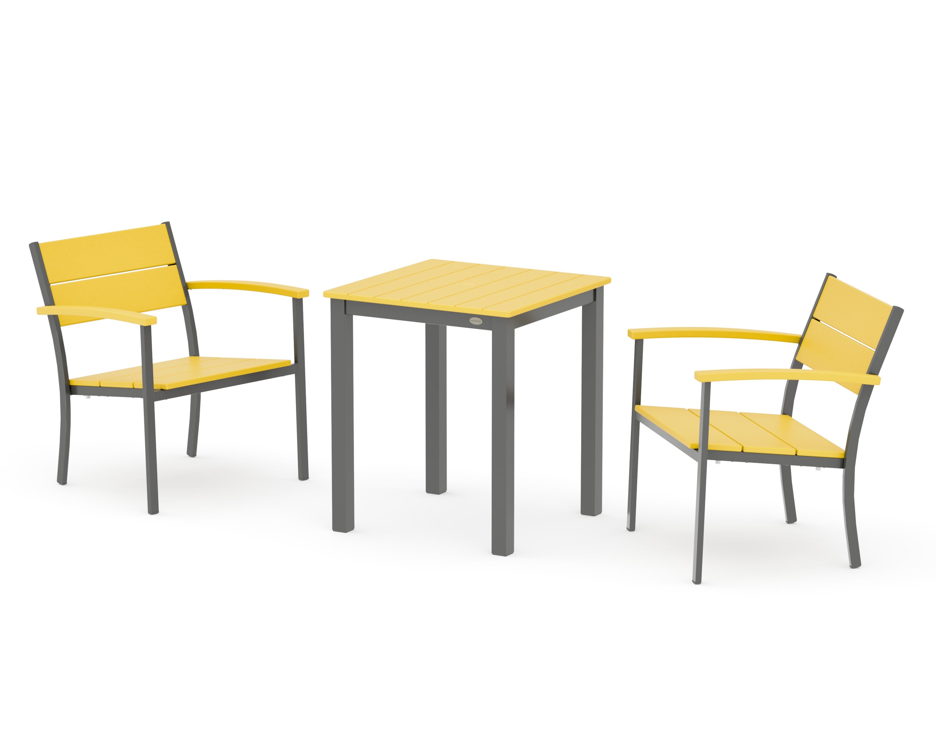 Main Street 3-Piece Square Dining Set in Charcoal / Lemon