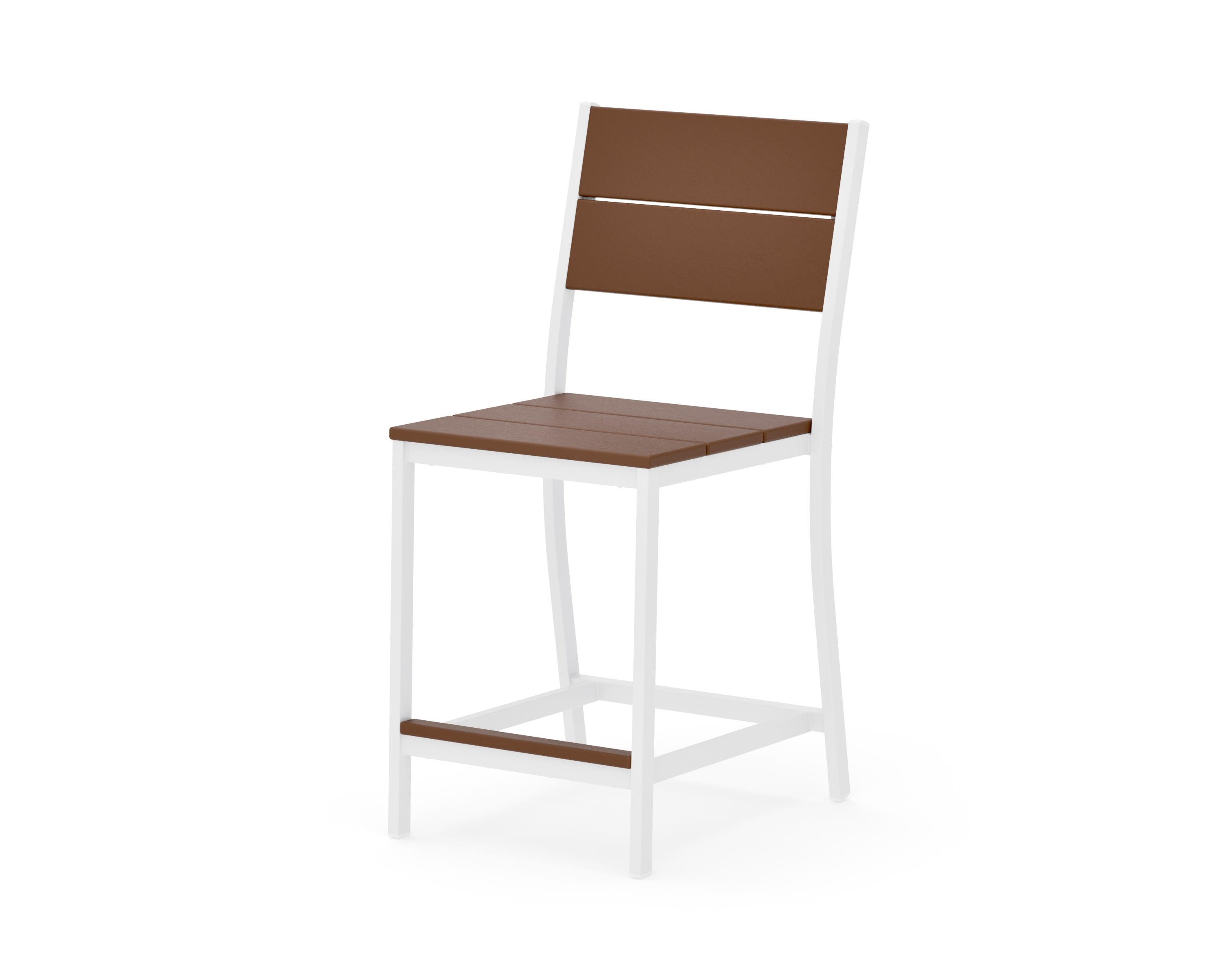 Main Street Counter Side Chair in White / Teak