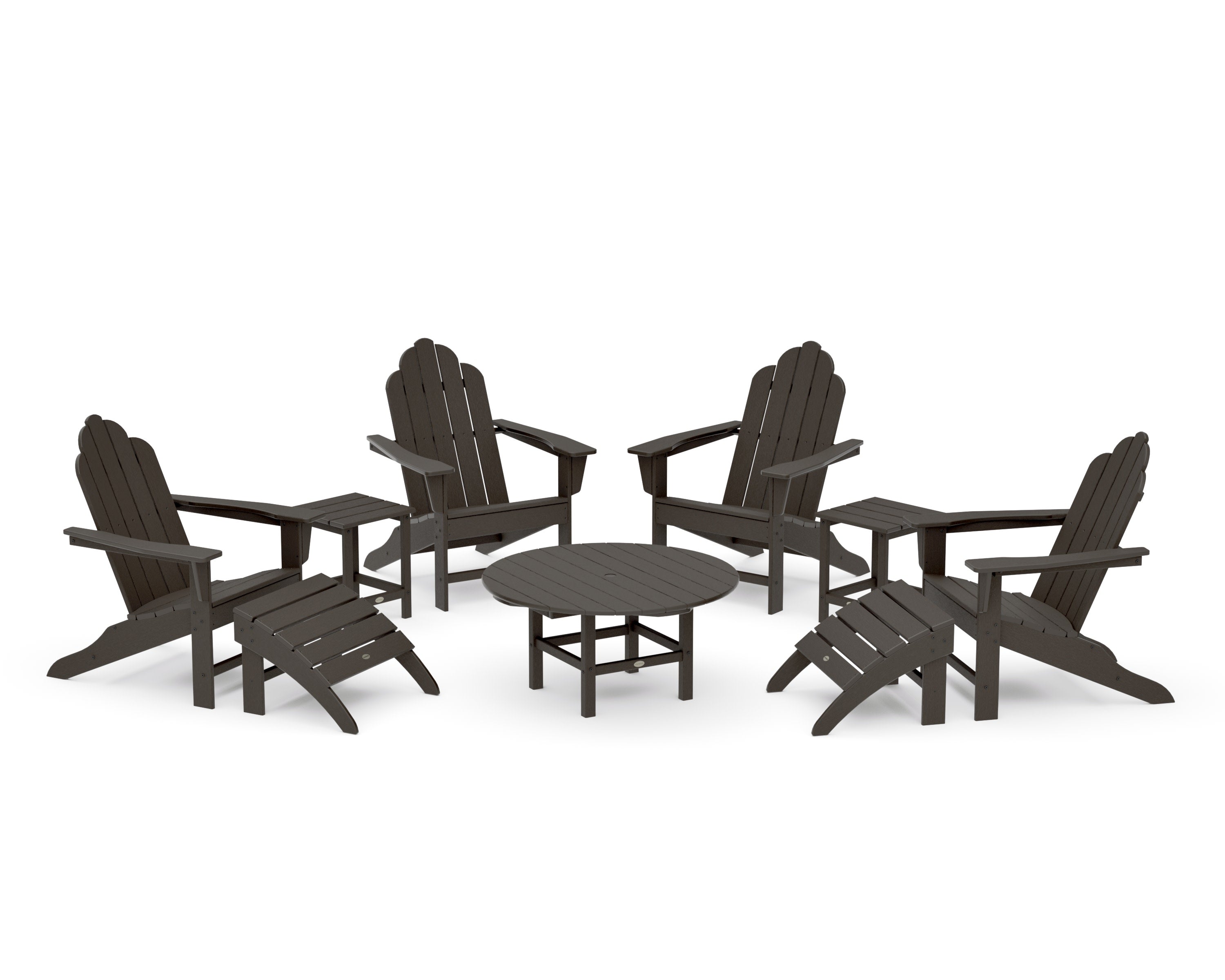 Long Island Adirondack 9-Piece Conversation Group in Vintage Coffee