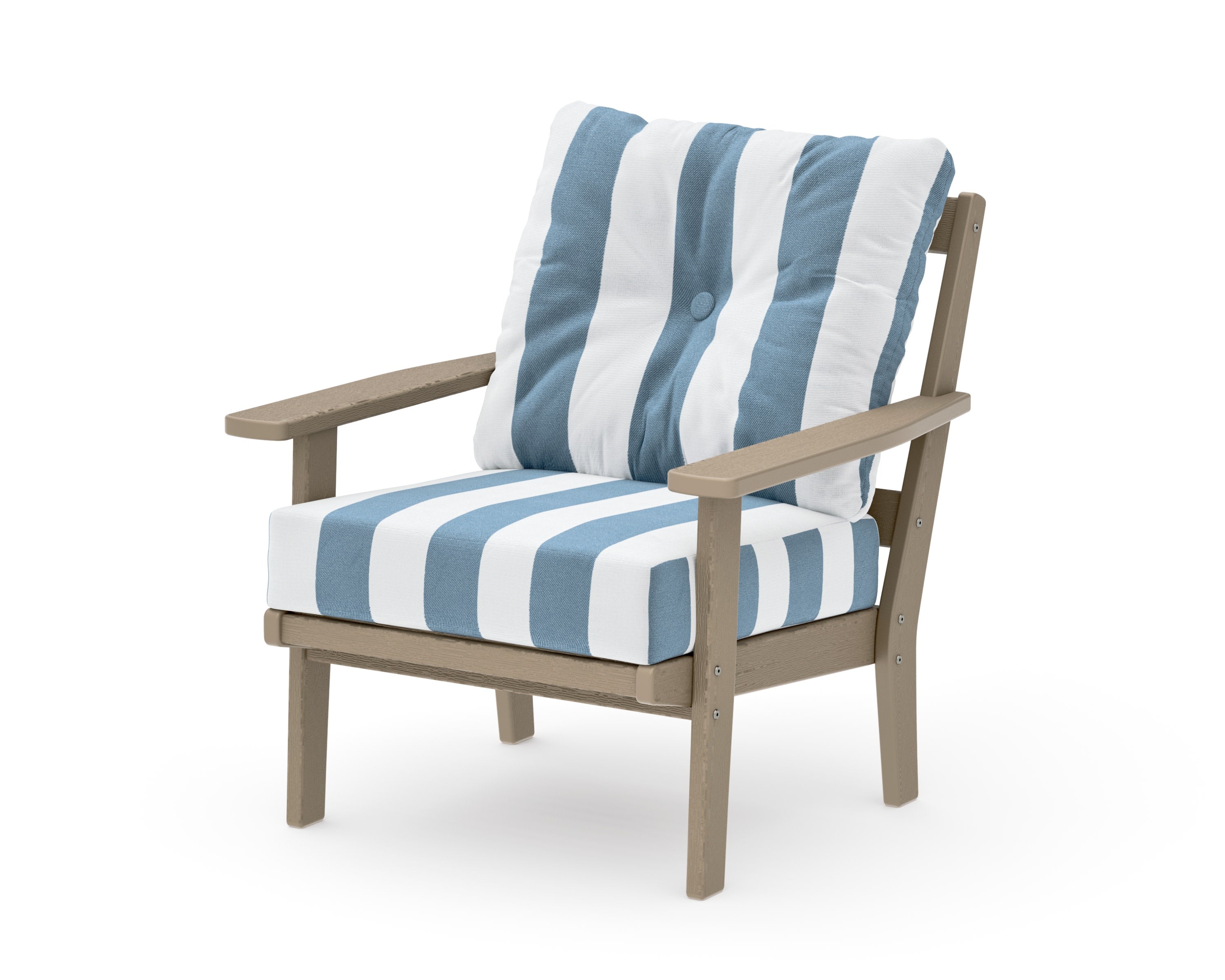 Prairie Deep Seating Chair in Vintage Sahara / Cabana Stripe Sky Blue