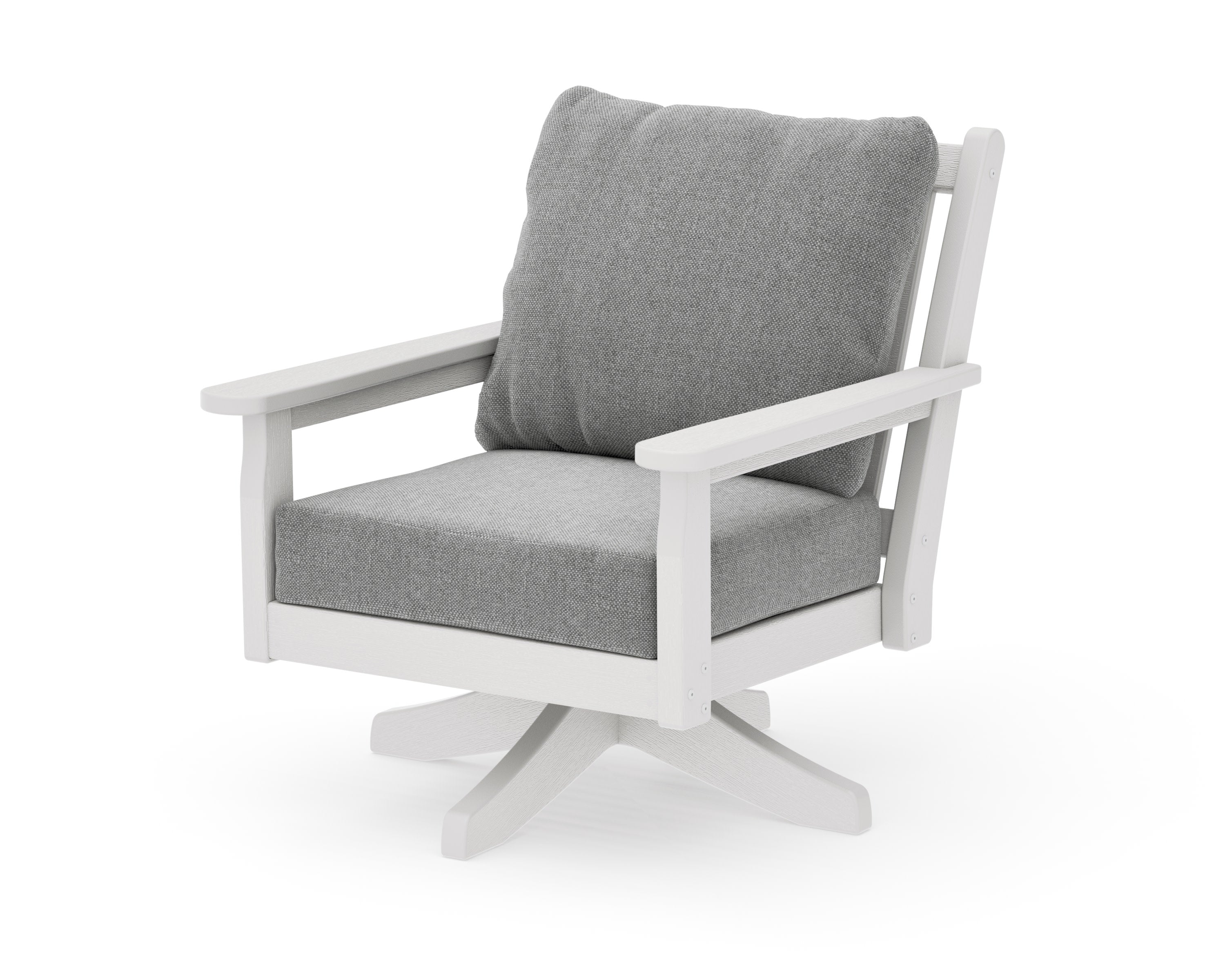 Chippendale Deep Seating Swivel Chair in Vintage White / Grey Mist