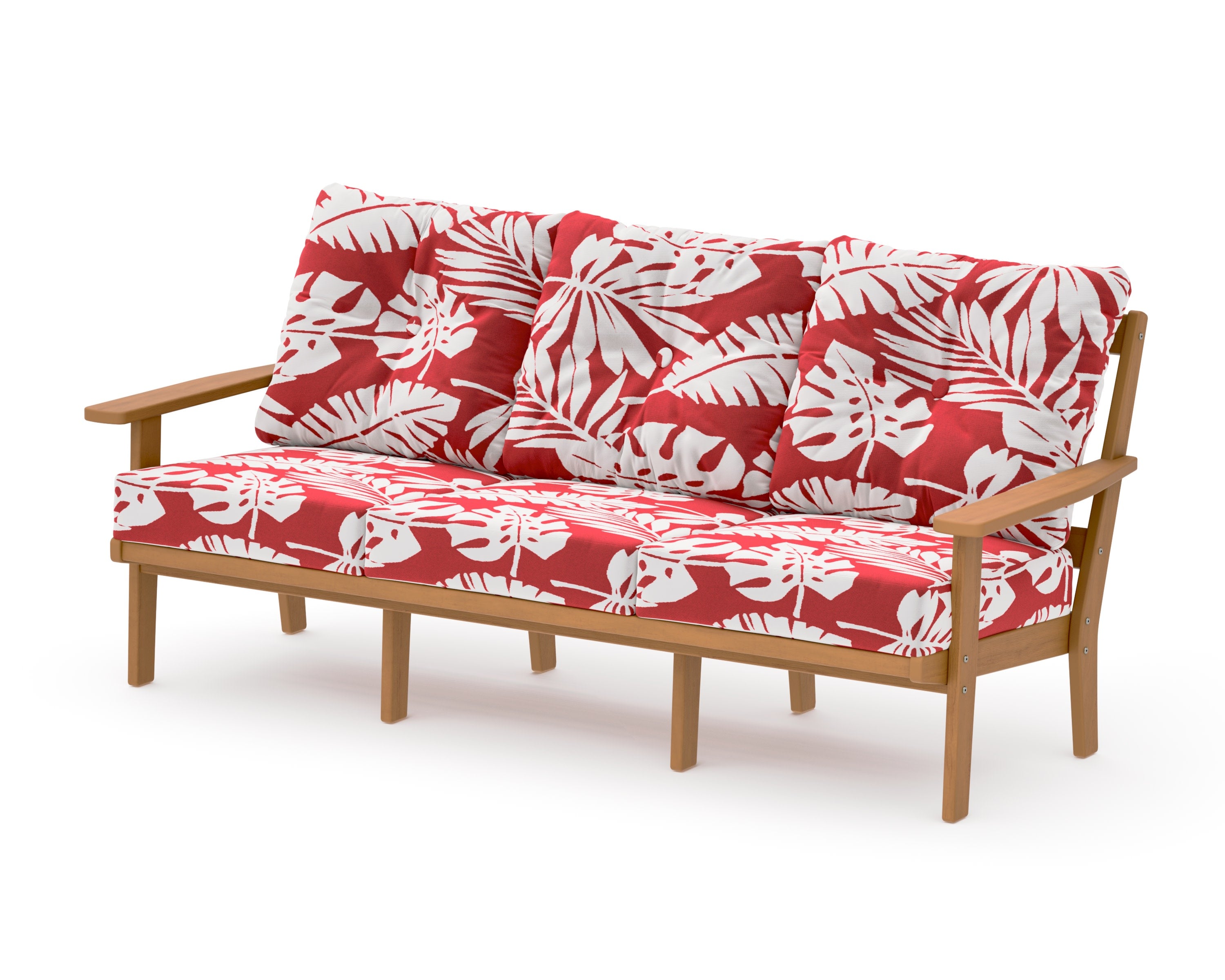PrairieDeep Seating Sofa in Natural / Leaf Crimson