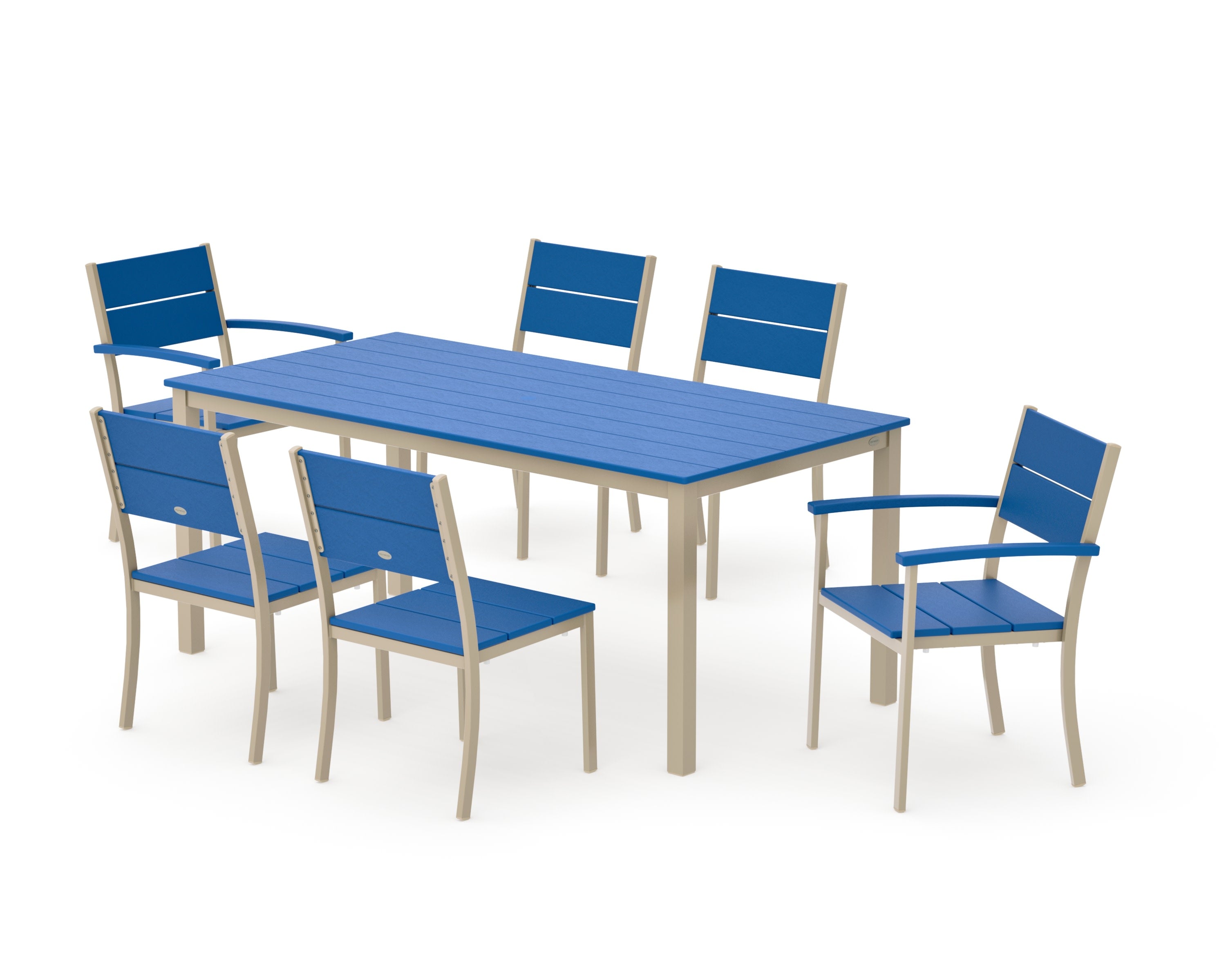Main Street 7-Piece Dining Set in Sand / Pacific Blue