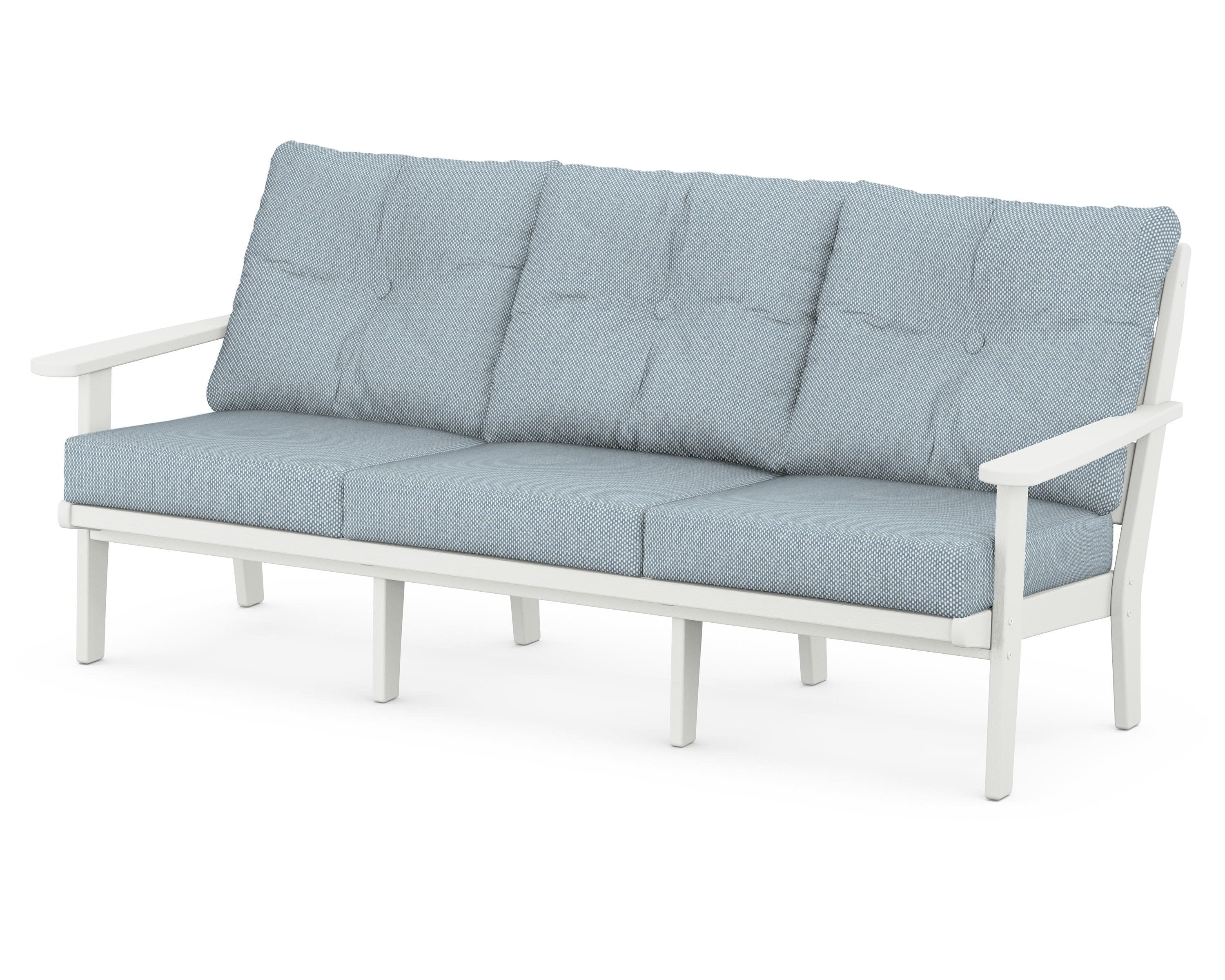 Lakeside Deep Seating Sofa in Vintage White / Exhale Sky