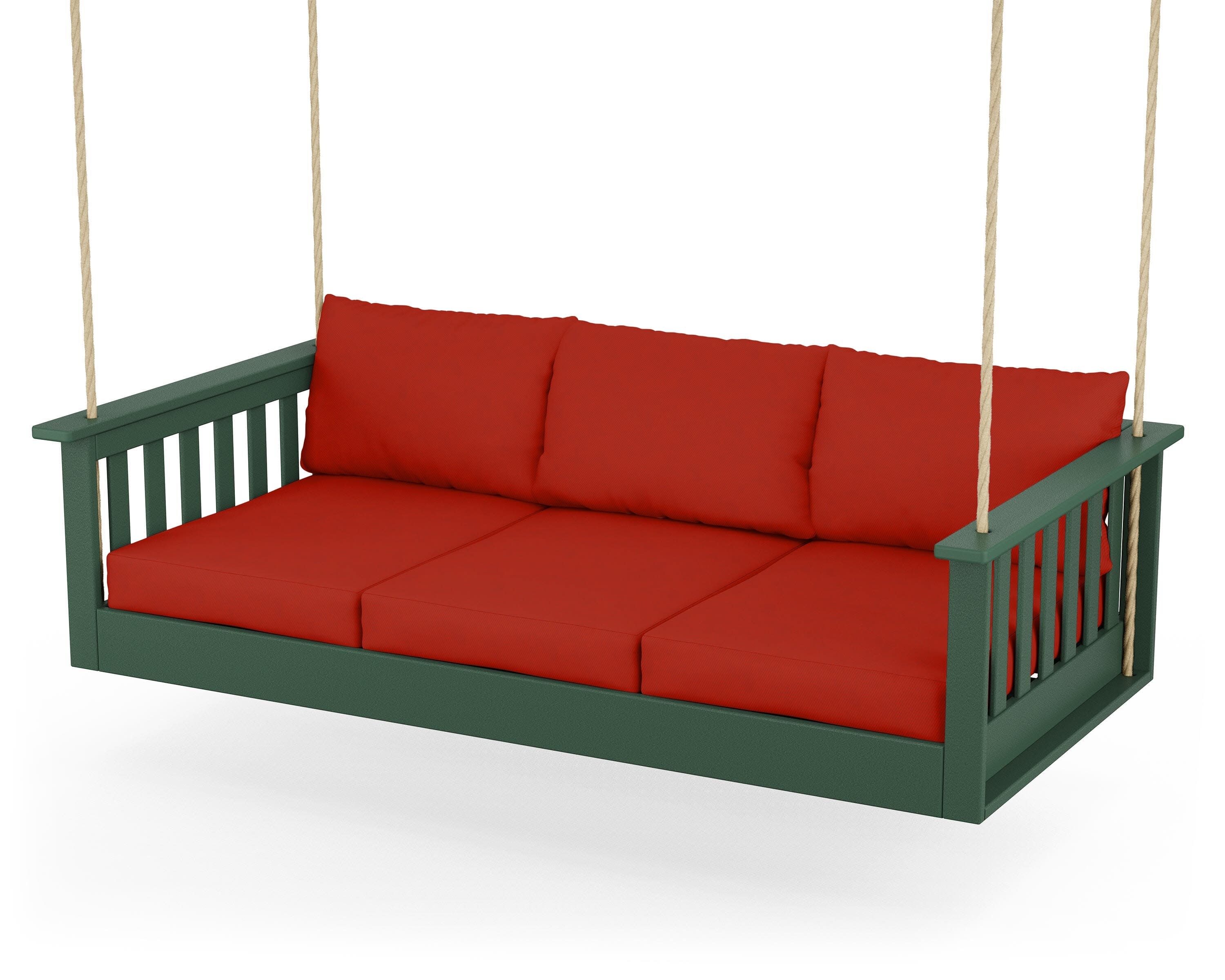 Vineyard Daybed Swing in Green / Canvas Jockey Red