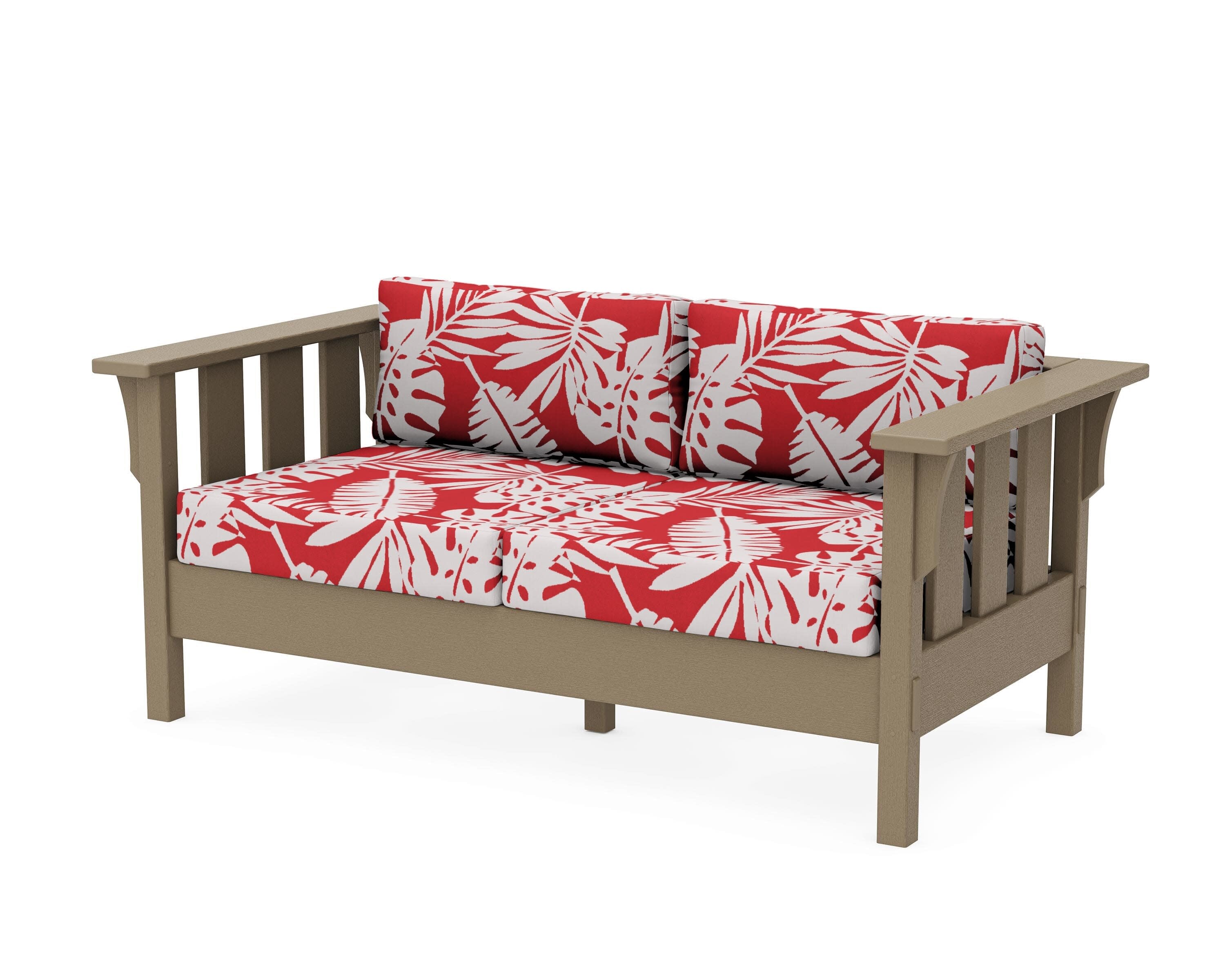 Acadia Deep Seating Loveseat in Vintage Sahara / Leaf Crimson