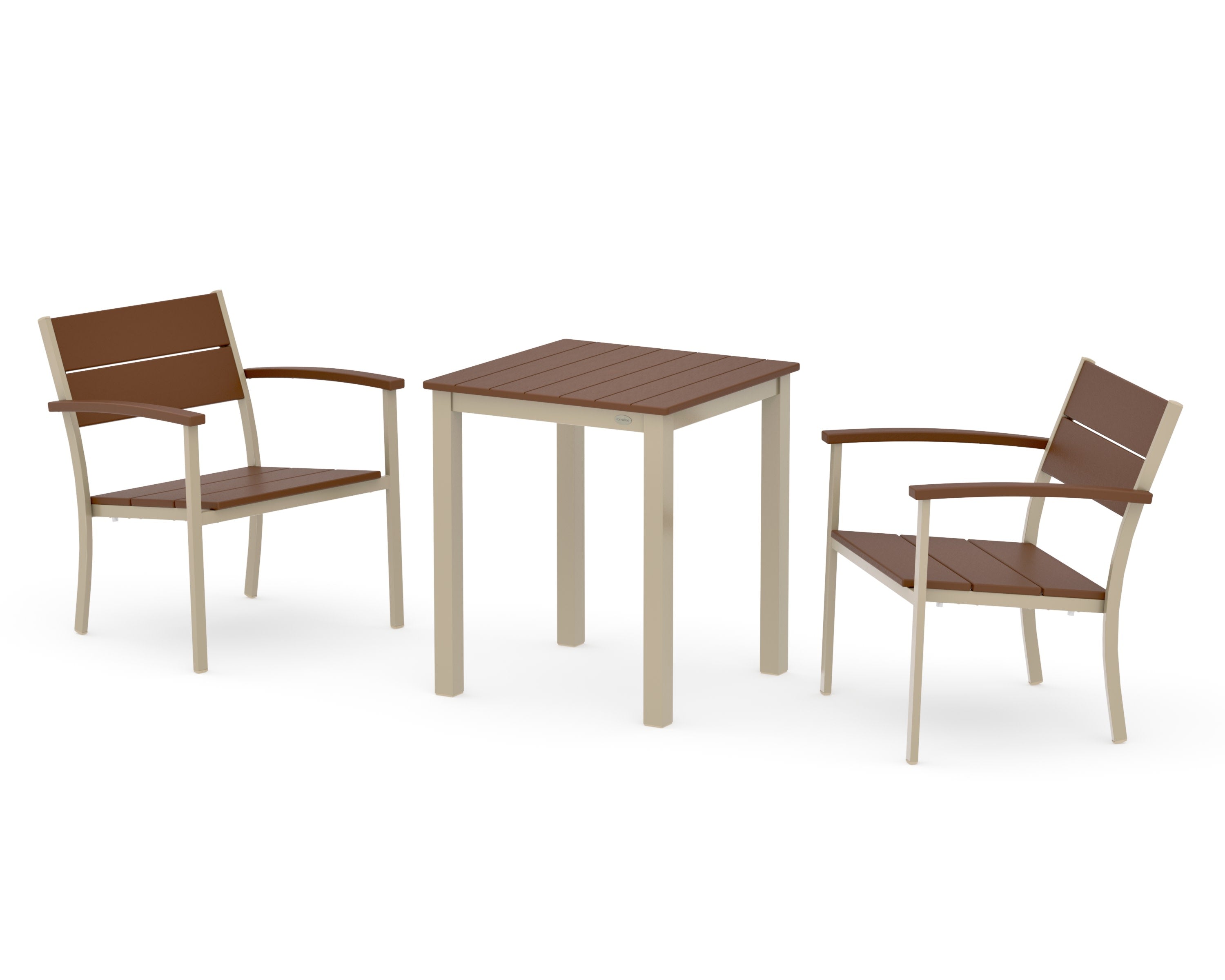 Main Street 3-Piece Square Dining Set in Sand / Teak