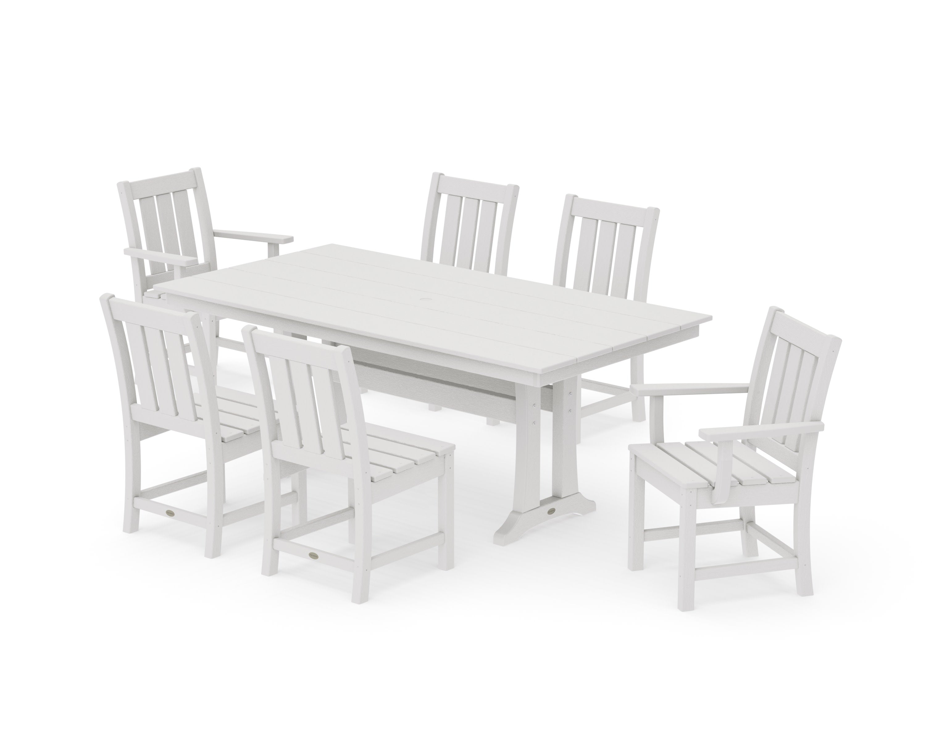 Oxford 7-Piece Farmhouse Dining Set with Trestle Legs in Vintage White