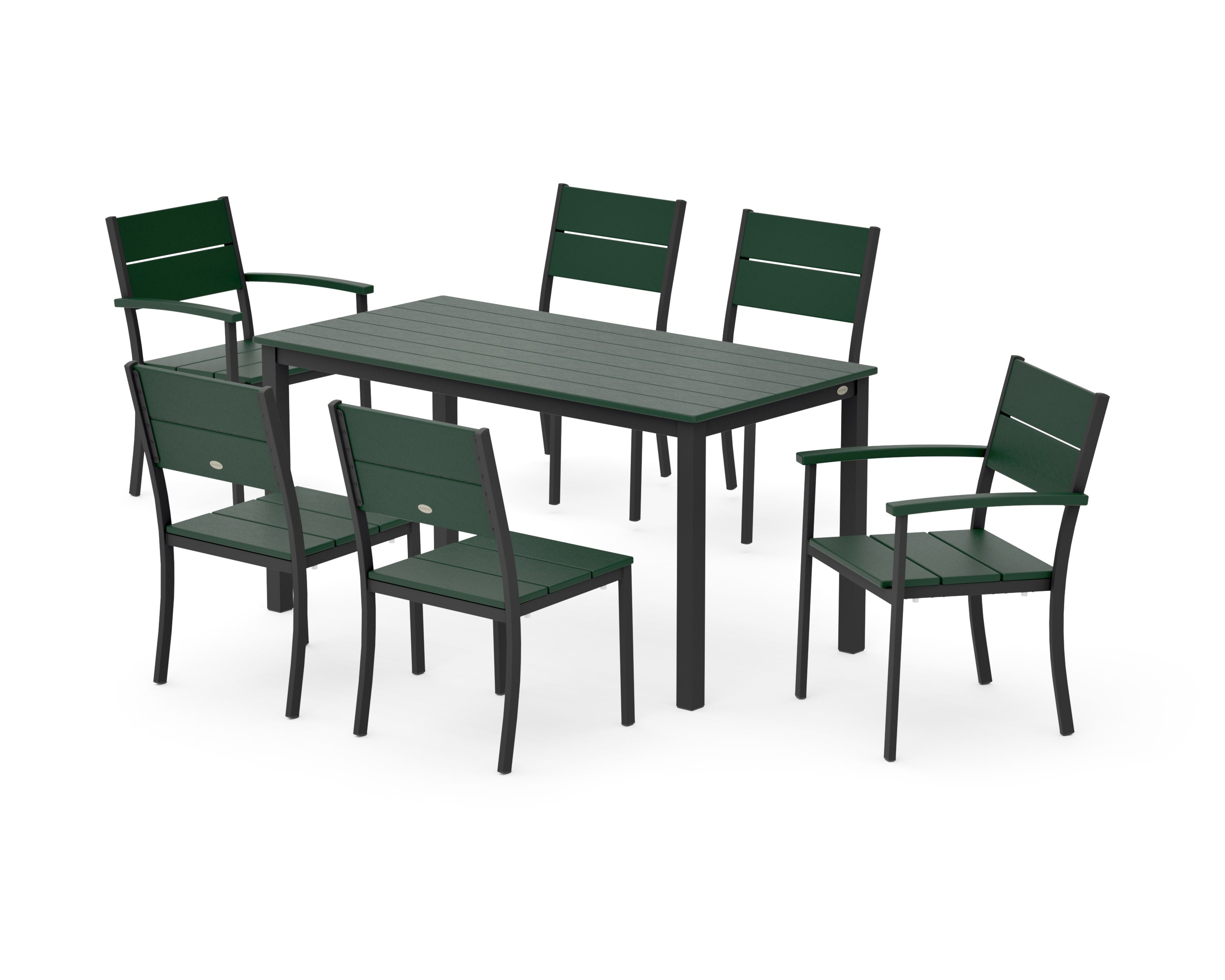 Main Street 7-Piece Dining Set in Black / Green