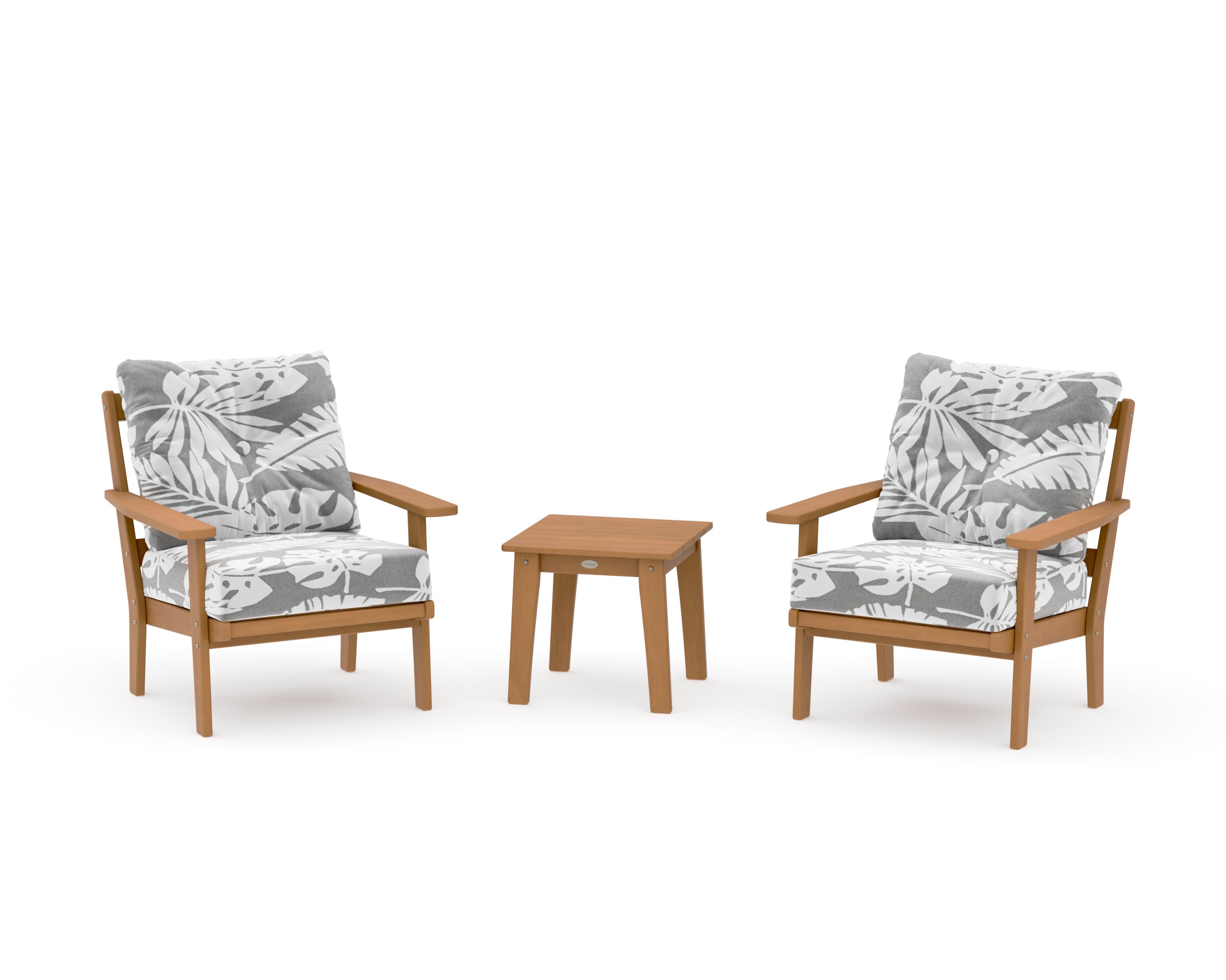 Prairie 3-Piece Deep Seating Set in Natural / Leaf Grey Mist