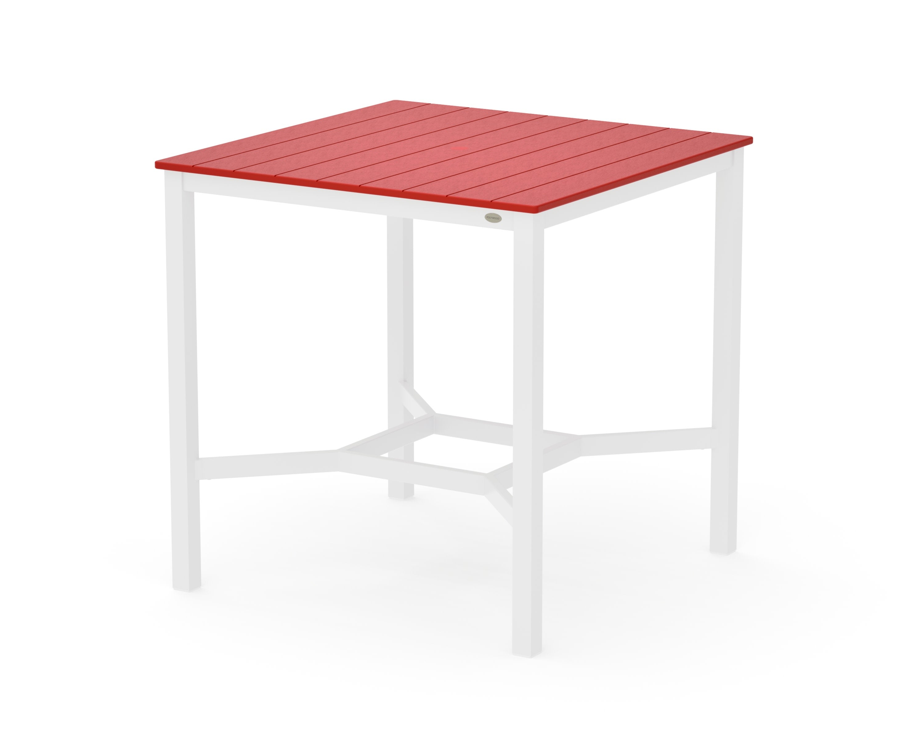 Main Street 42 x 42 Bar Table in White / Sunset Red