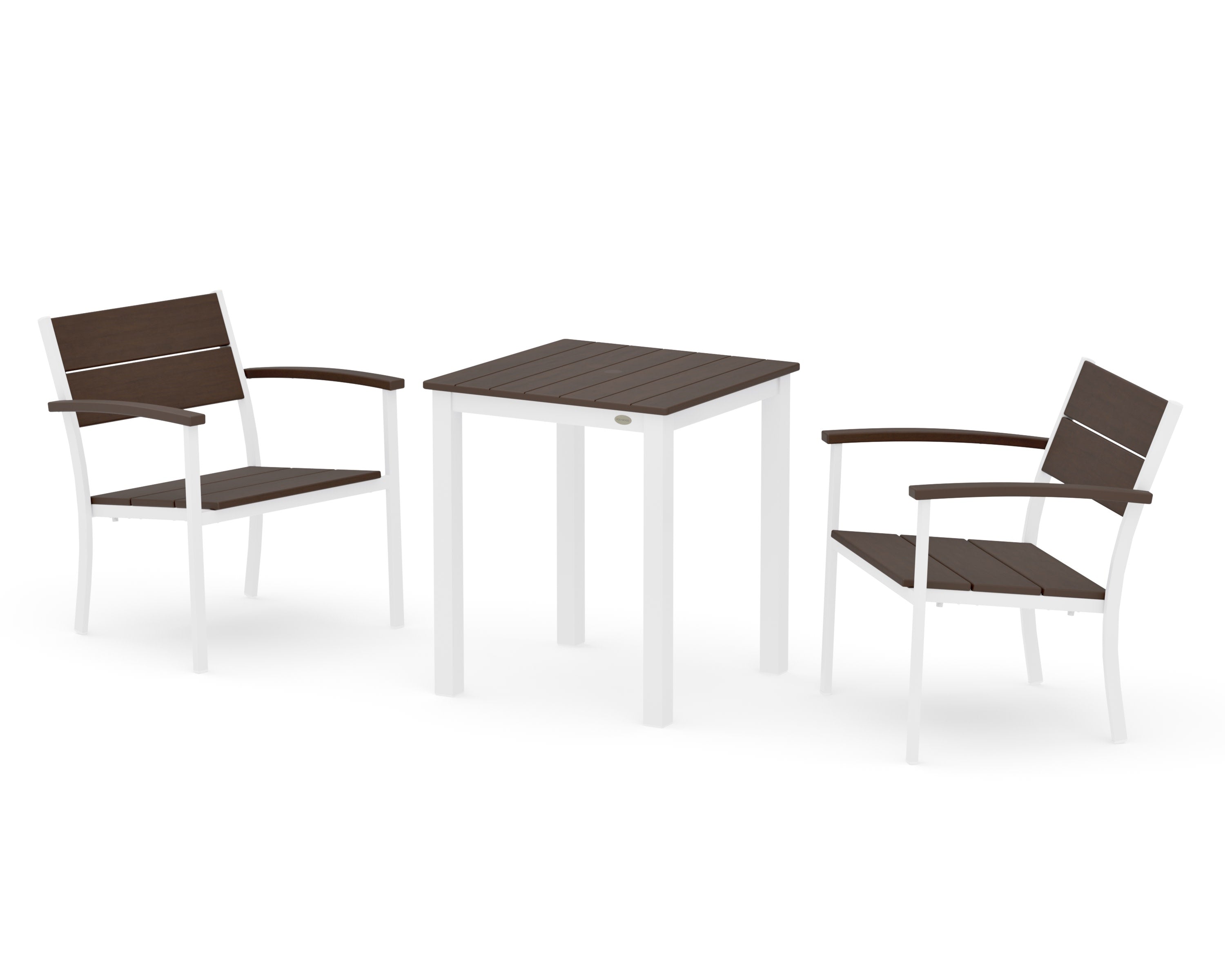 Main Street 3-Piece Square Dining Set in White / Kona