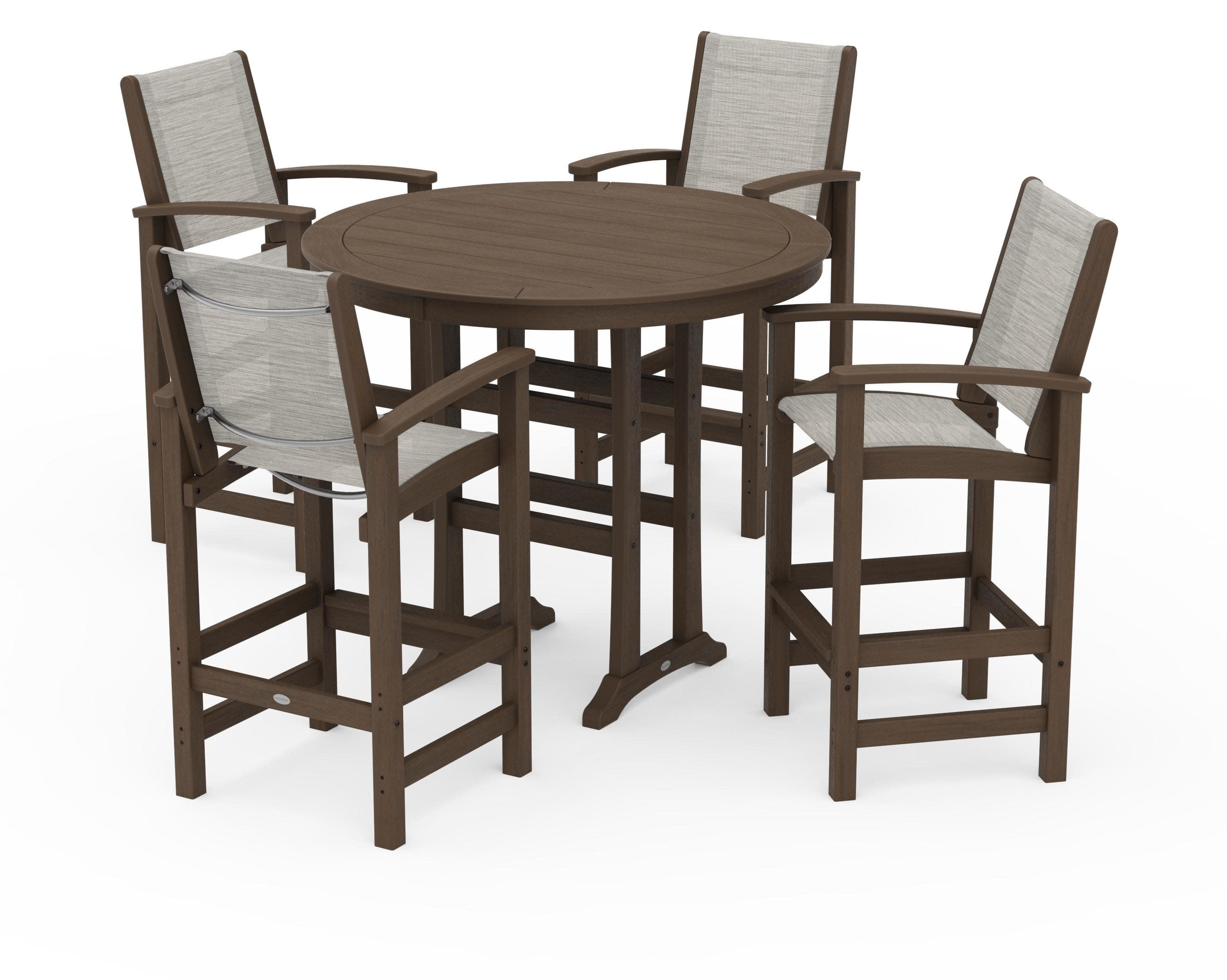 Coastal 5-Piece Nautical Trestle Bar Set in Kona / Birch Sling