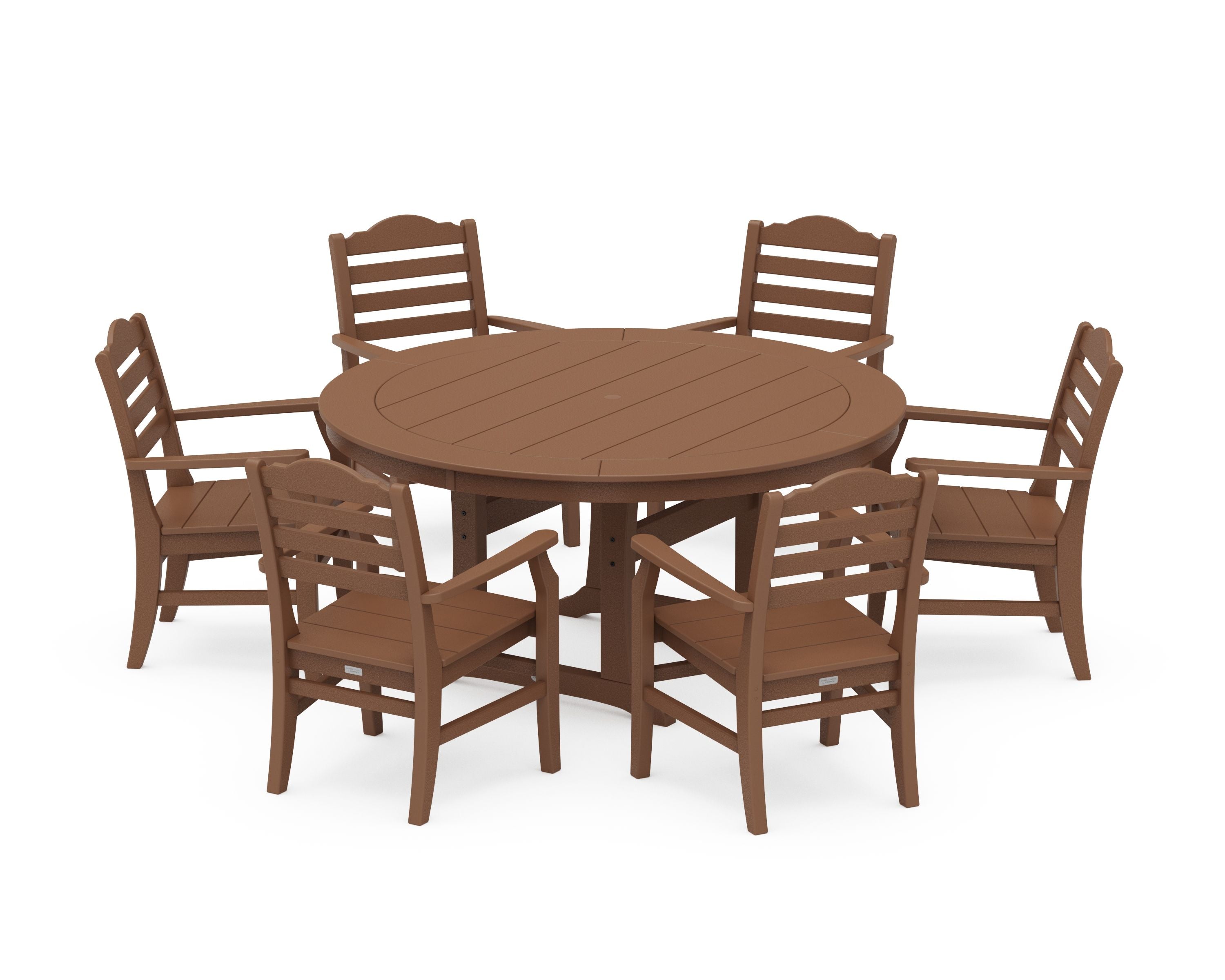 Savannah 7-Piece Arm Chair Round Dining Set in Teak