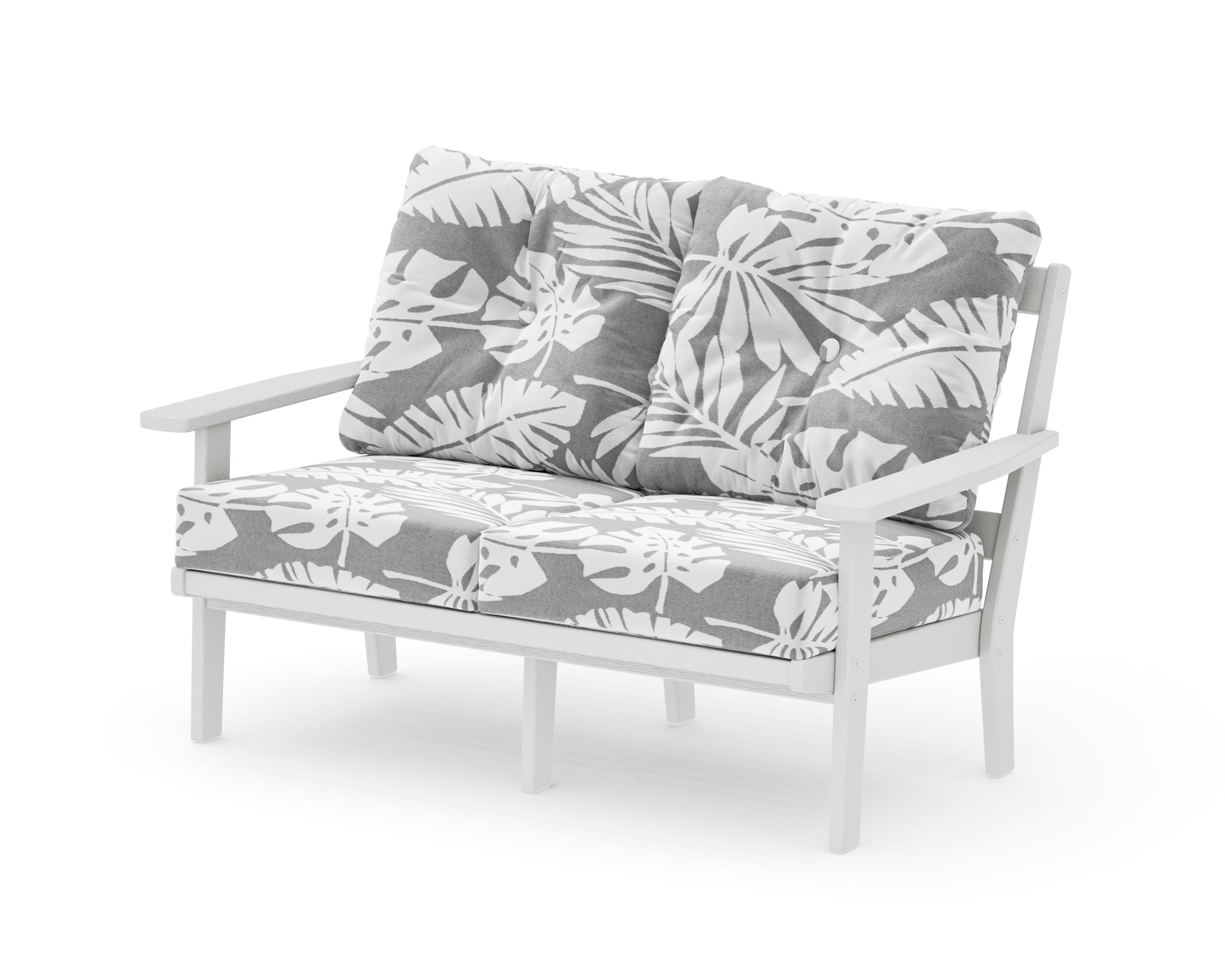 Prairie Deep SeatingLoveseat in Vintage White / Leaf Grey Mist