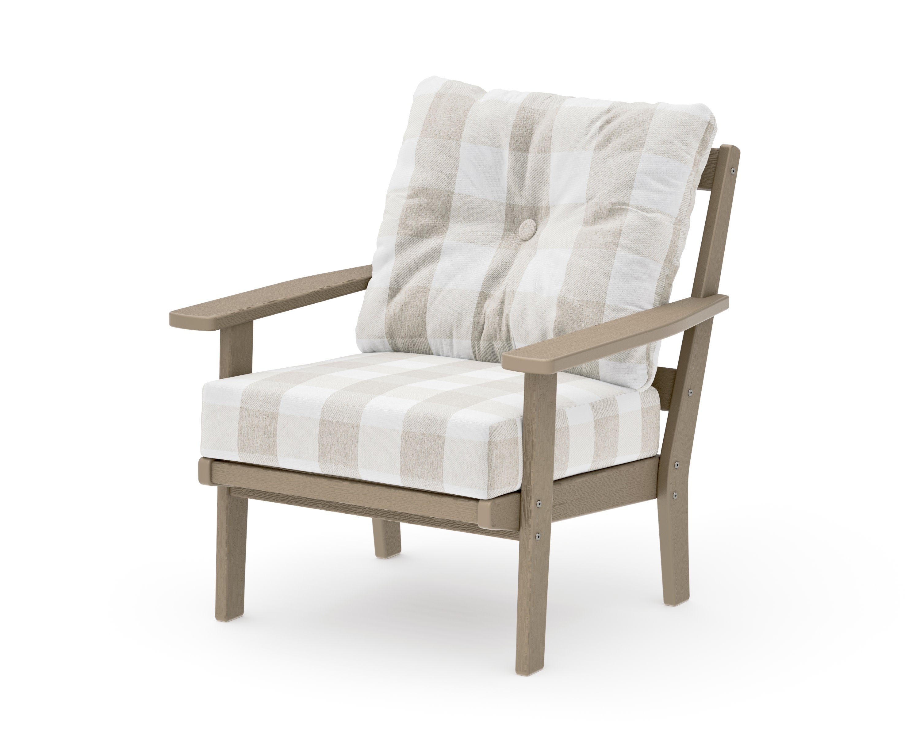 Prairie Deep Seating Chair in Vintage Sahara / Buffalo Plaid Dune Burlap