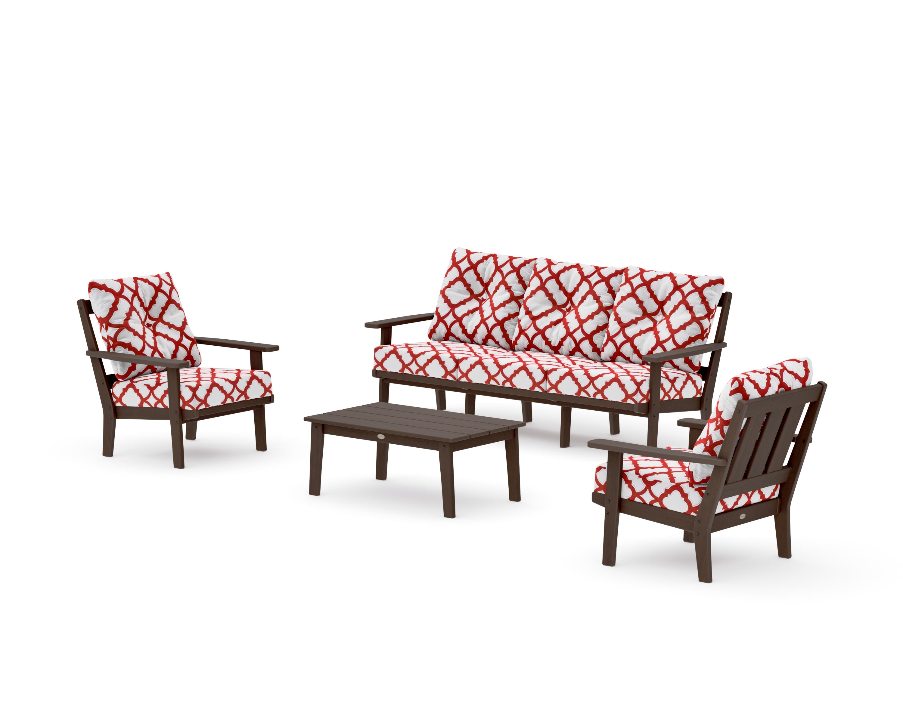 Oxford 4-Piece Deep Seating Set with Sofa in Kona / Trellis Crimson
