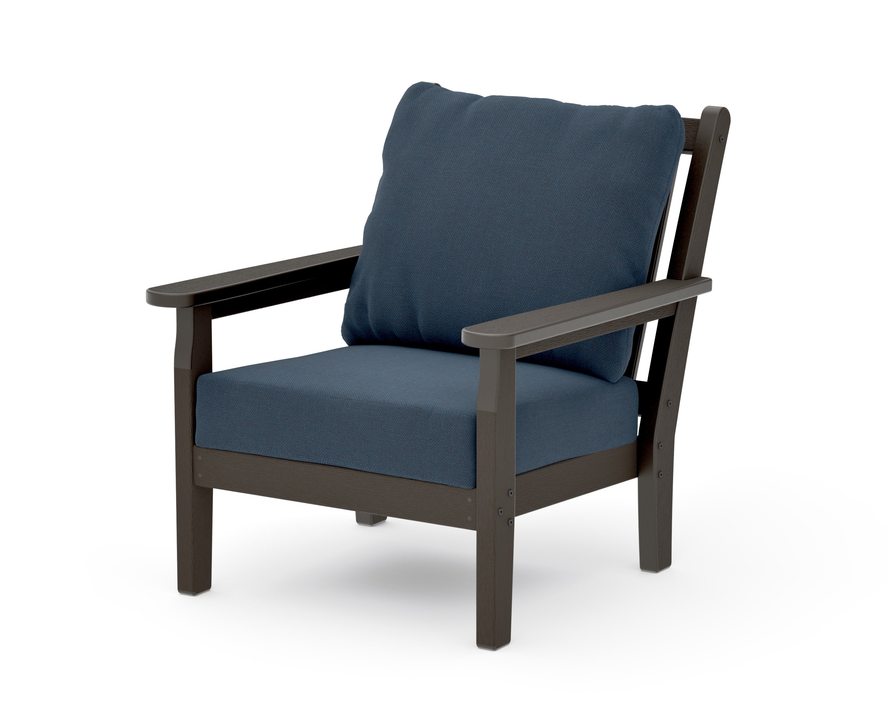 Chippendale Deep Seating Chair in Vintage Coffee / Marine Indigo