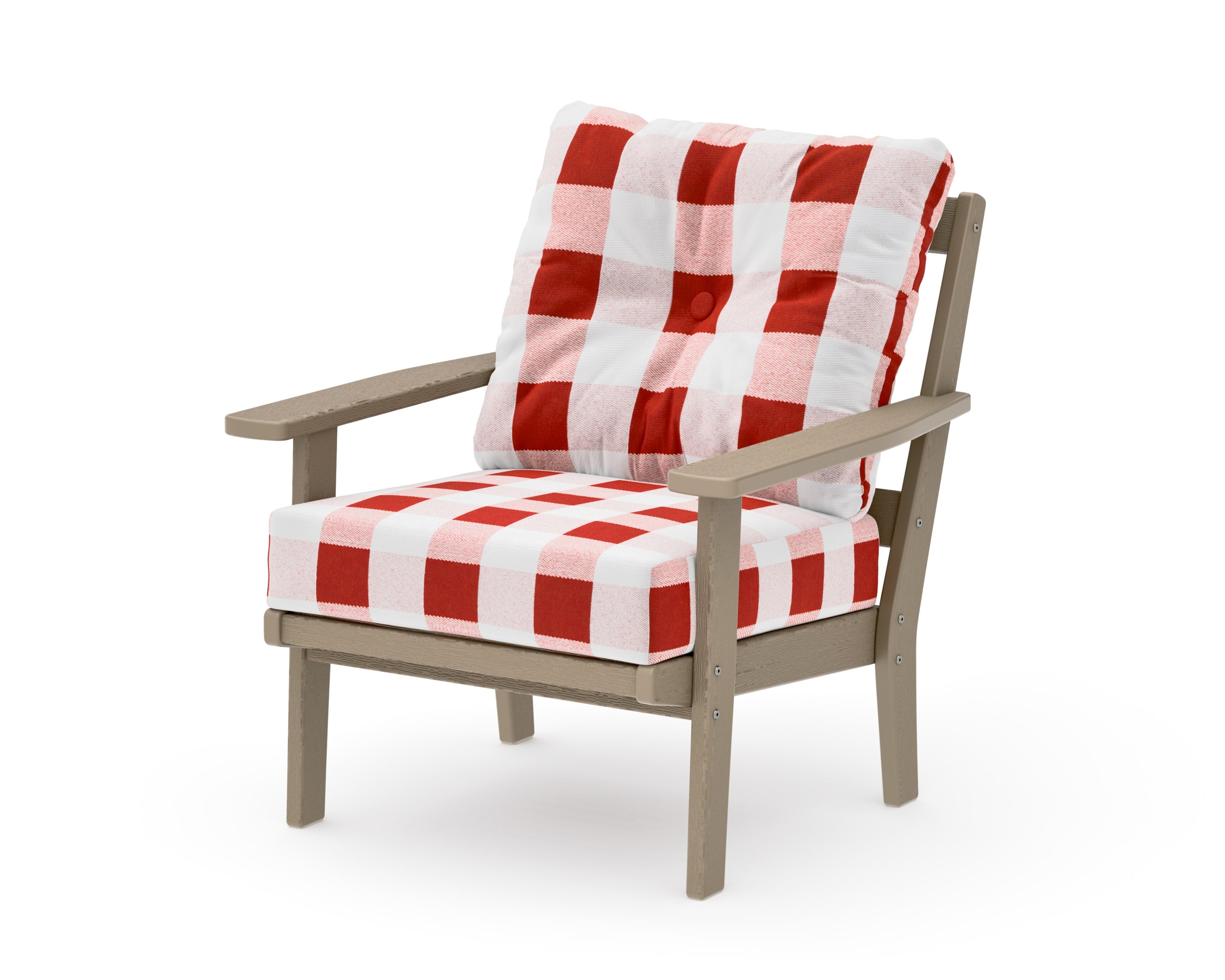 Prairie Deep Seating Chair in Vintage Sahara / Buffalo Plaid Crimson