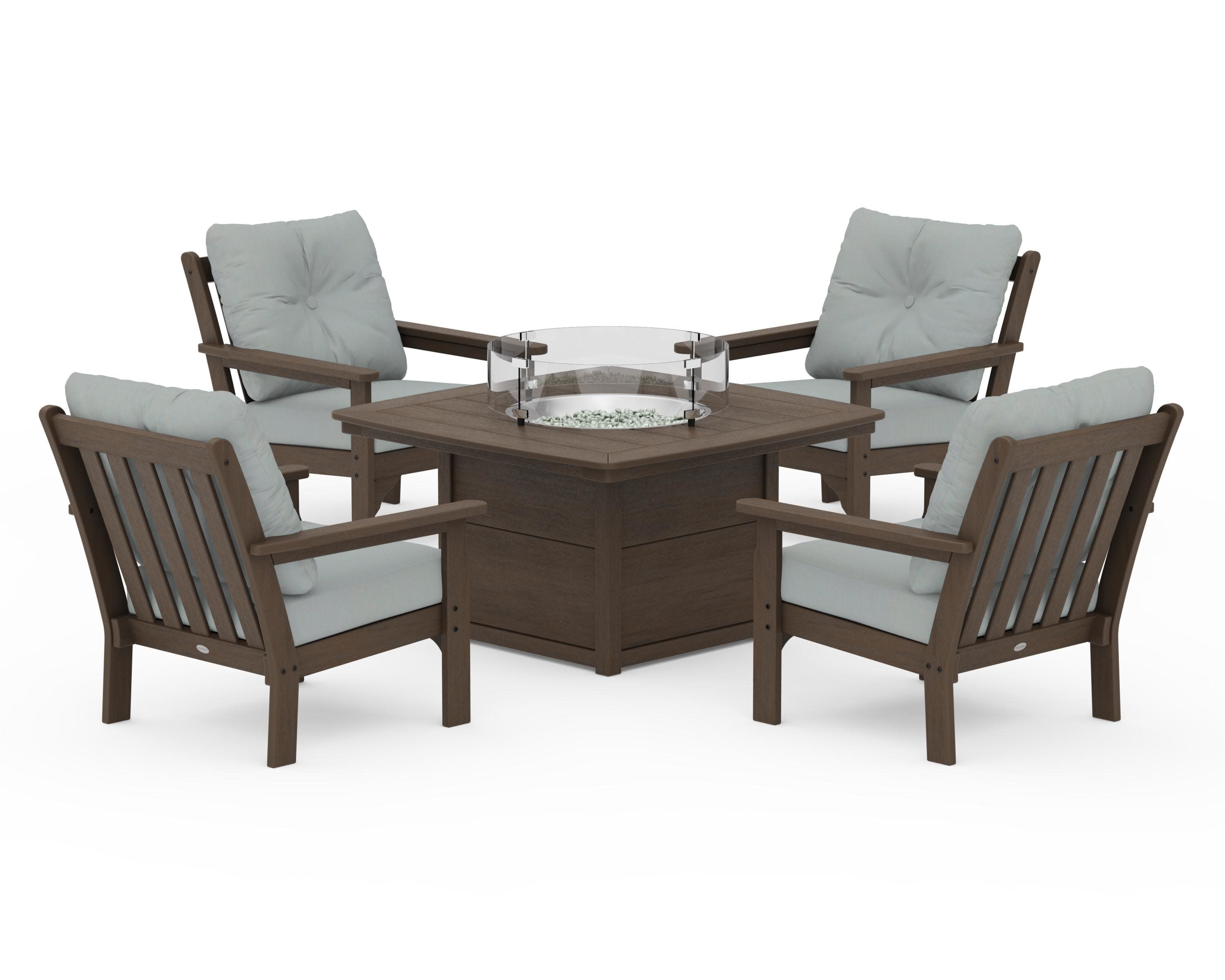 Vineyard 5-Piece Conversation Set with Fire Pit Table in Kona / Spa