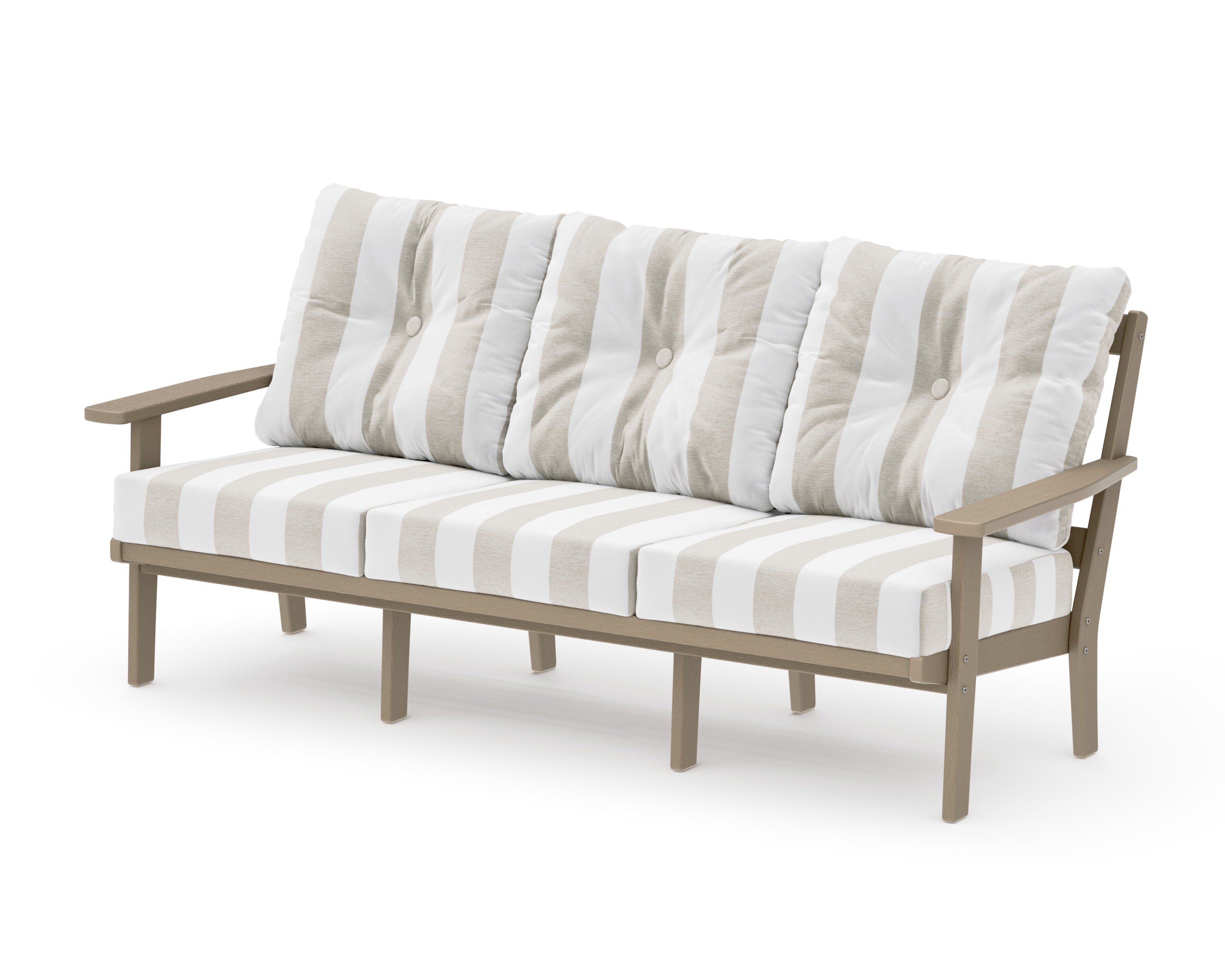 Oxford Deep Seating Sofa in Vintage Sahara / Cabana Stripe Dune Burlap