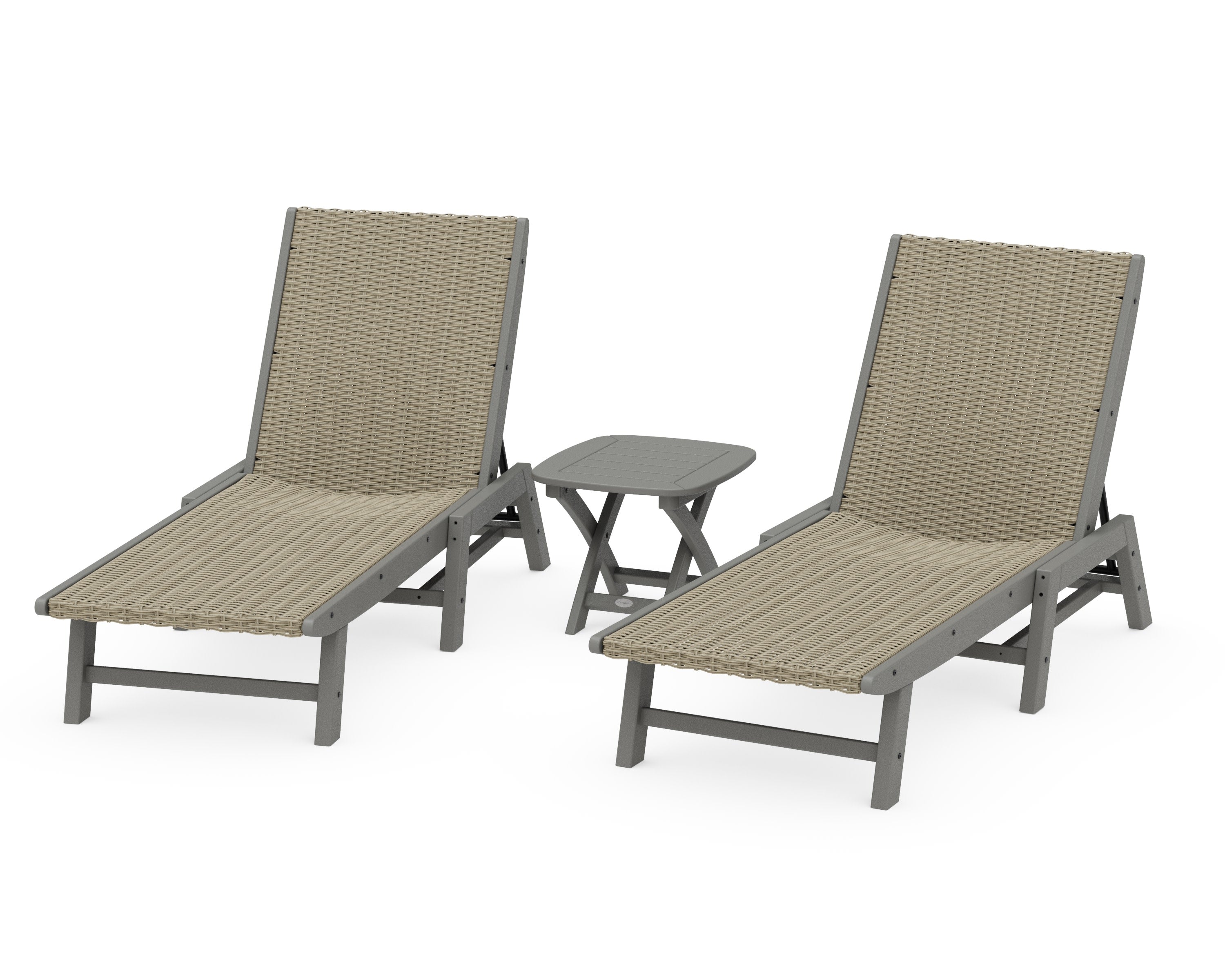 3 - Piece Coastal Woven Chaise Chaise Lounge Set