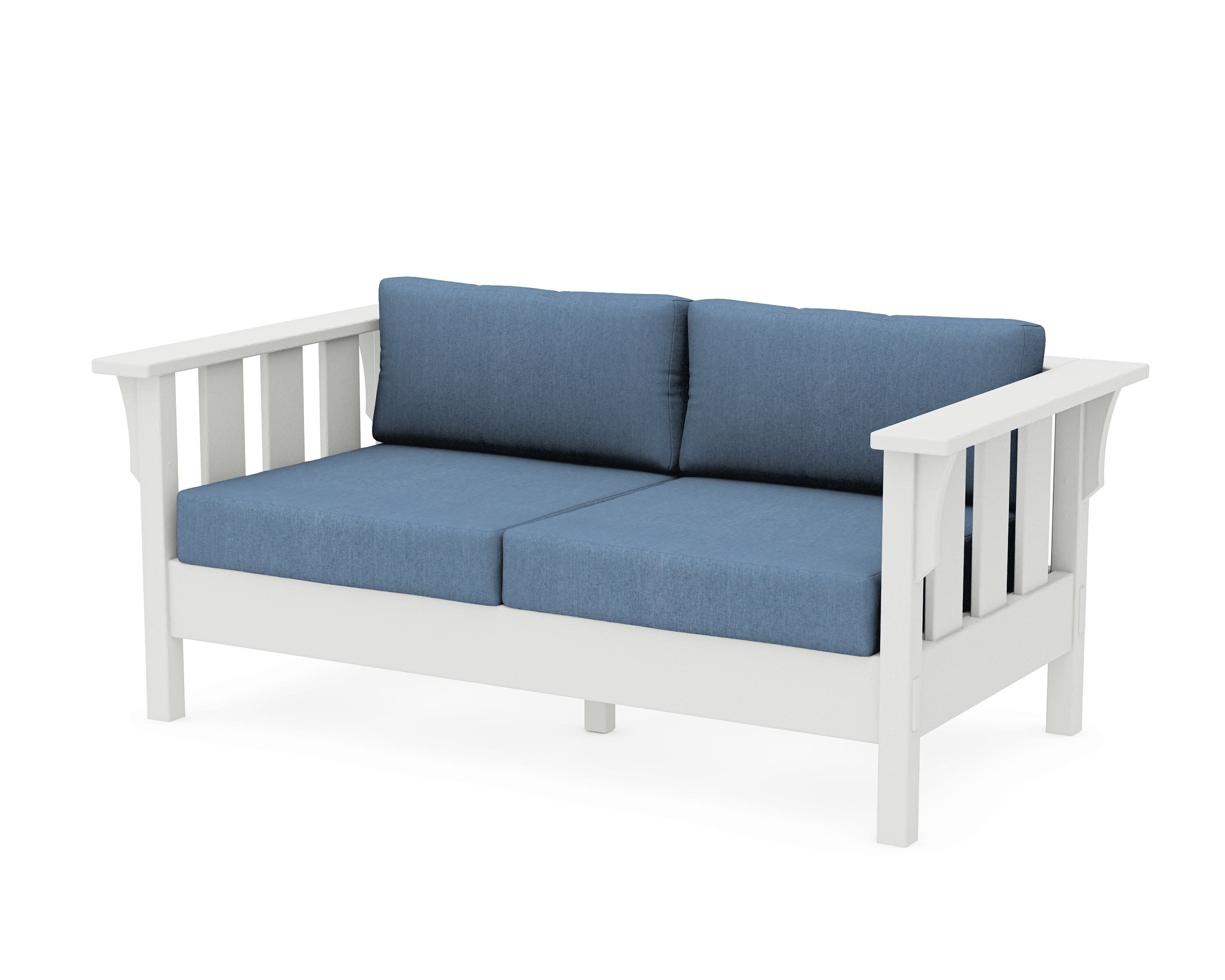 Acadia Deep Seating Loveseat in Vintage White / Sky Blue