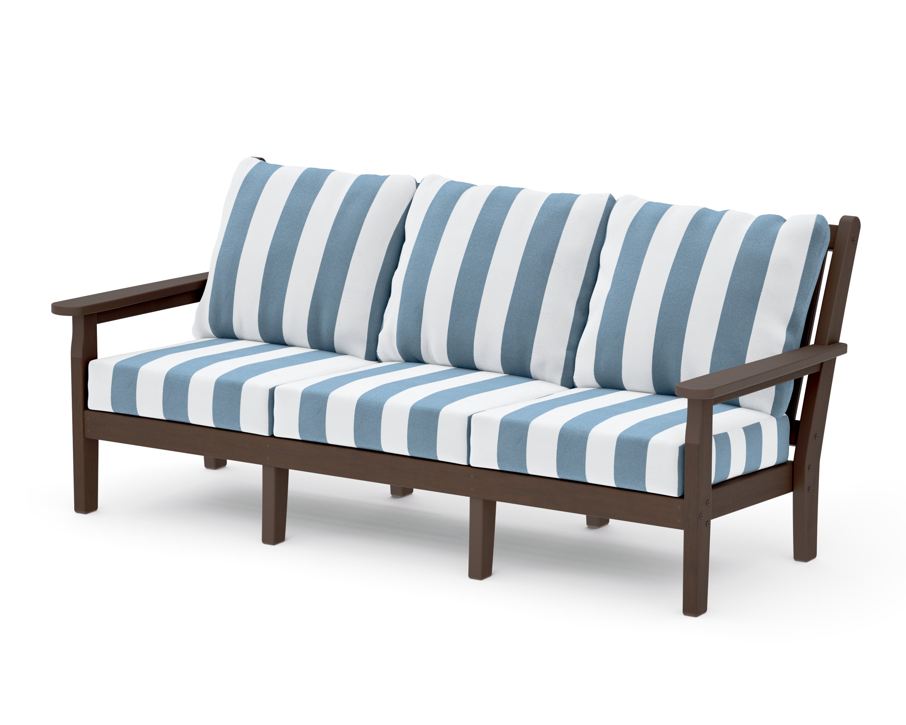 Chippendale Deep Seating Sofa in Kona / Cabana Stripe Sky Blue