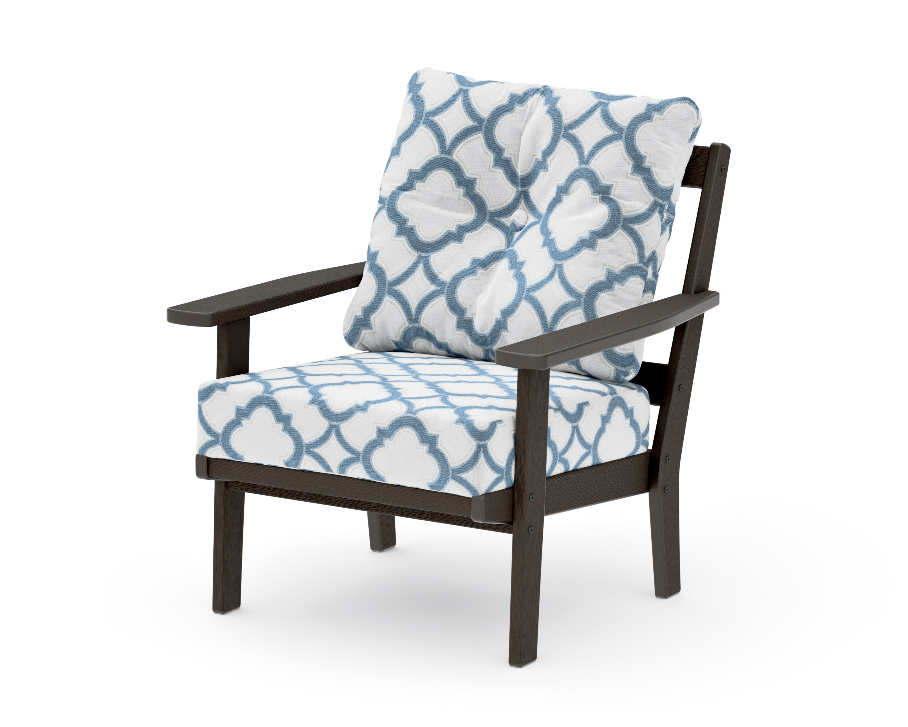 Oxford Deep Seating Chair in Vintage Coffee / Trellis Sky Blue