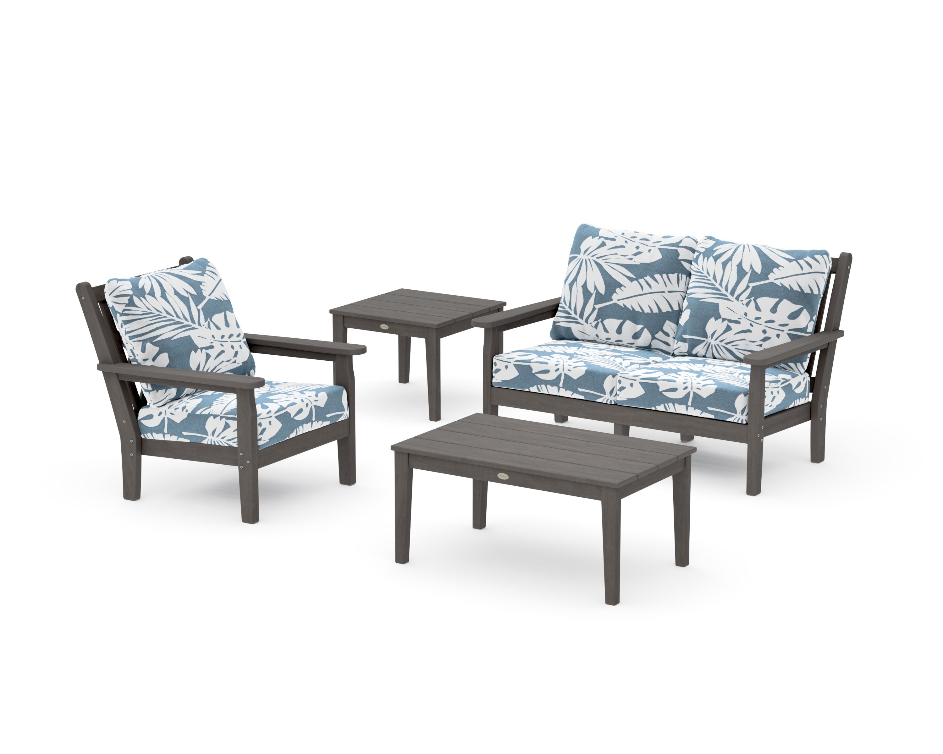 Chippendale 4-Piece Deep Seating Set in Driftwood / Leaf Sky Blue