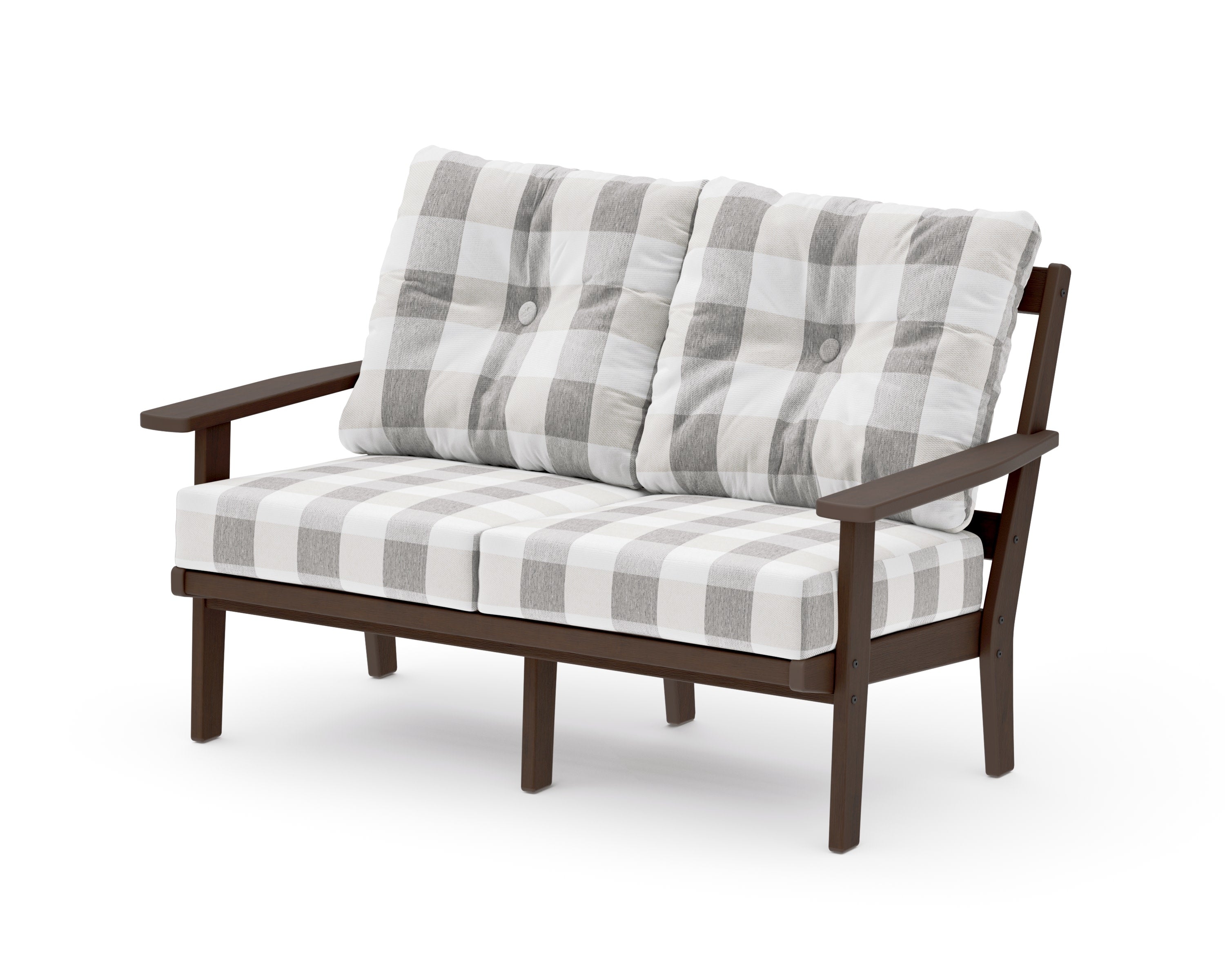 Prairie Deep SeatingLoveseat in Kona / Buffalo Plaid Grey Mist