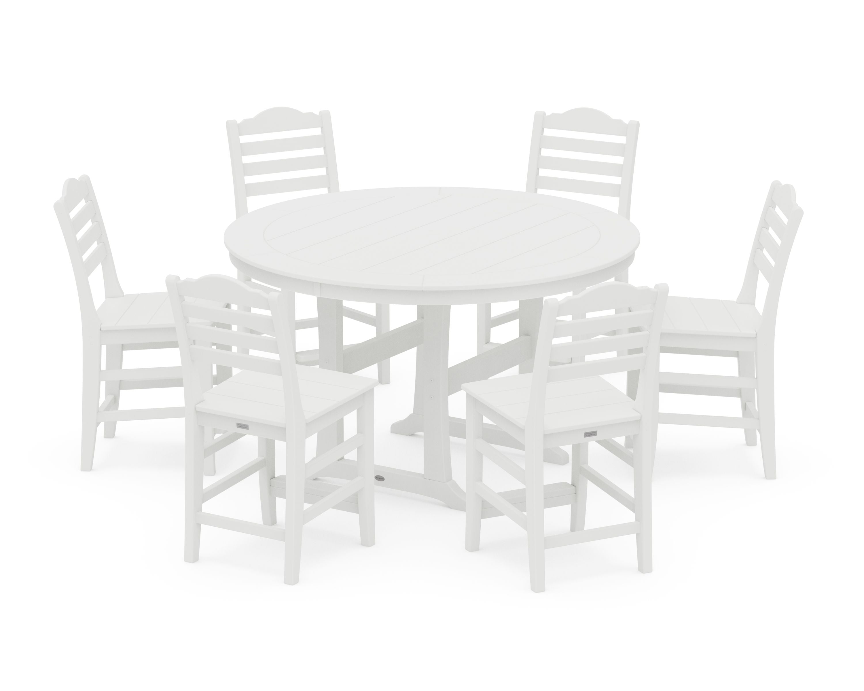 Savannah 7-Piece Side Chair Round Counter Set in White