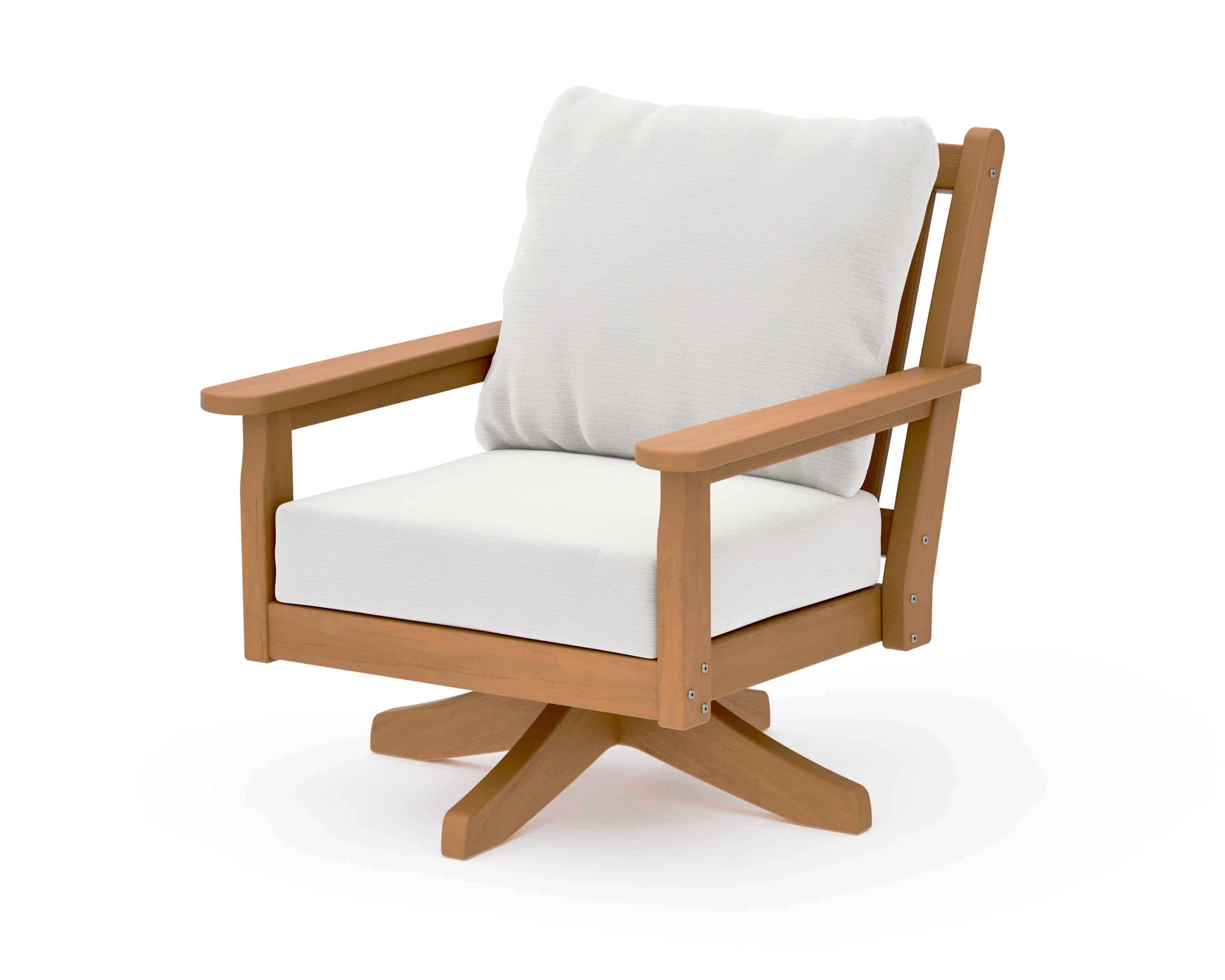 Chippendale Deep Seating Swivel Chair in Natural / Natural Linen