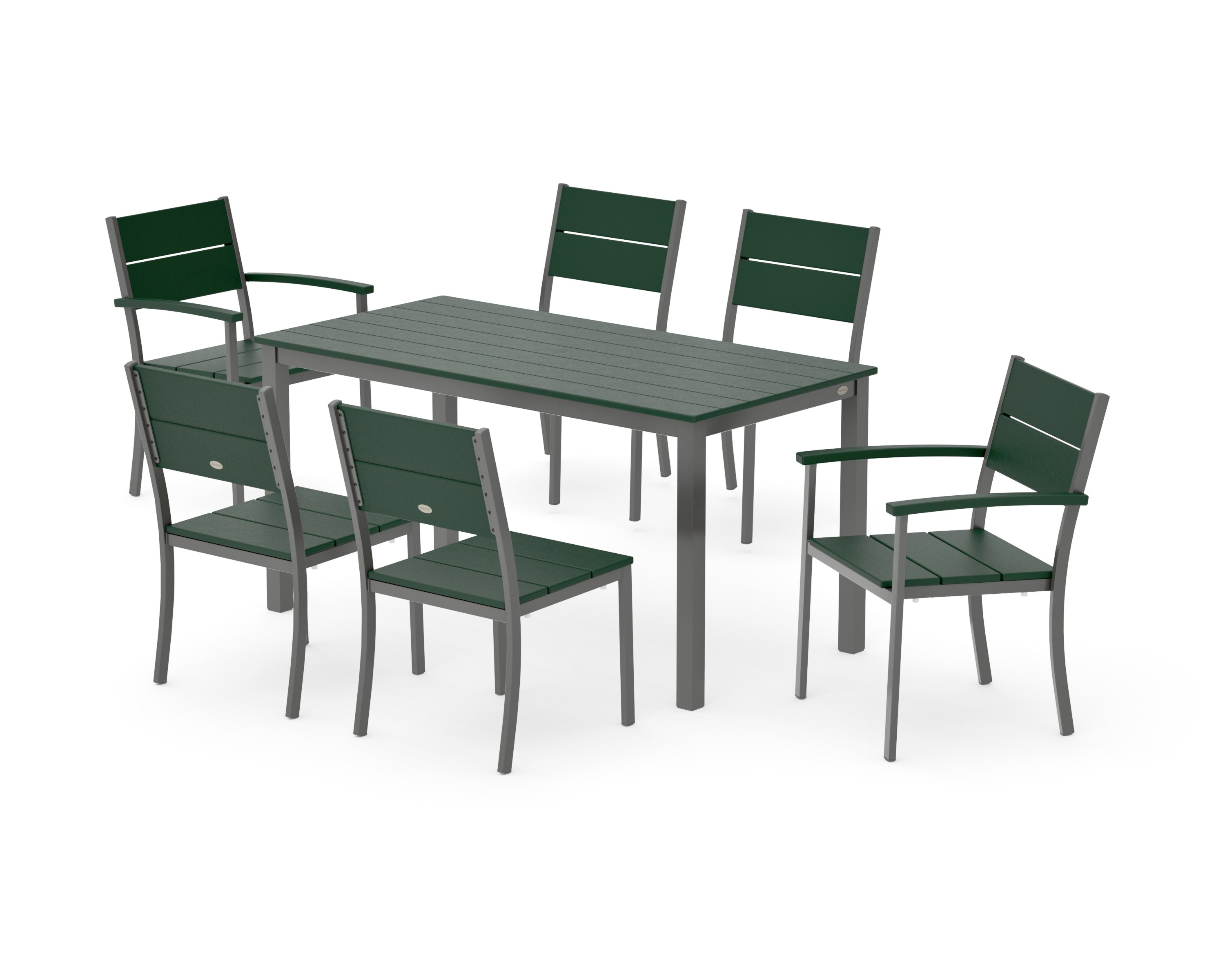 Main Street 7-Piece Dining Set in Charcoal / Green