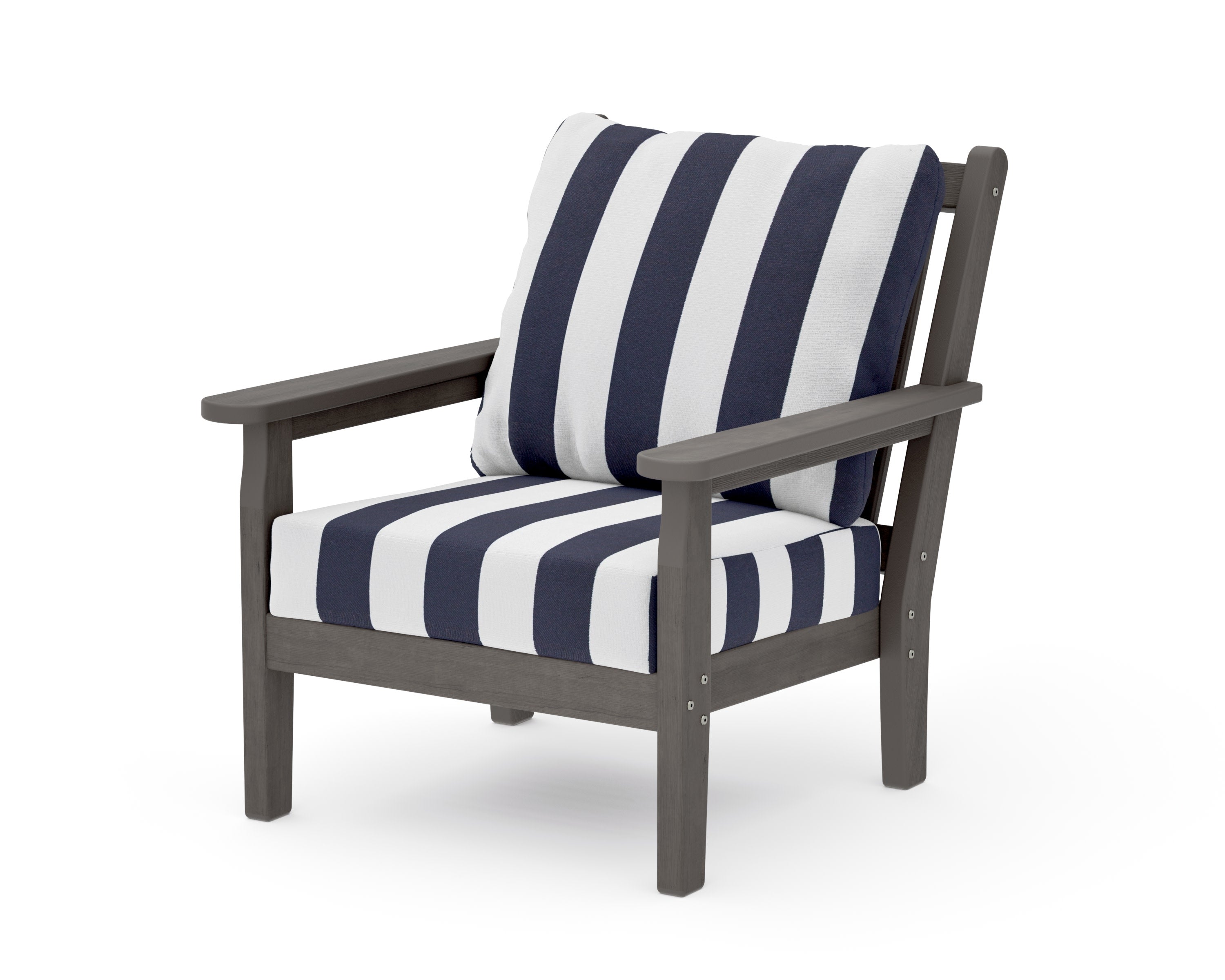 Chippendale Deep Seating Chair in Driftwood / Cabana Stripe Navy