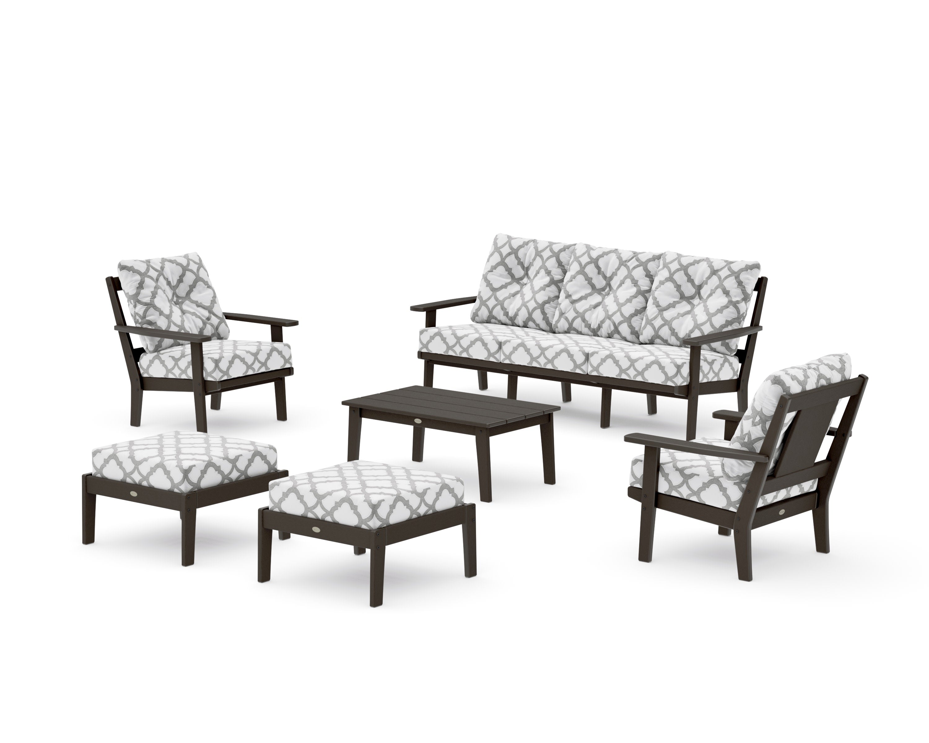 Prairie 6-Piece Lounge Sofa Set in Vintage Coffee / Trellis Grey Mist